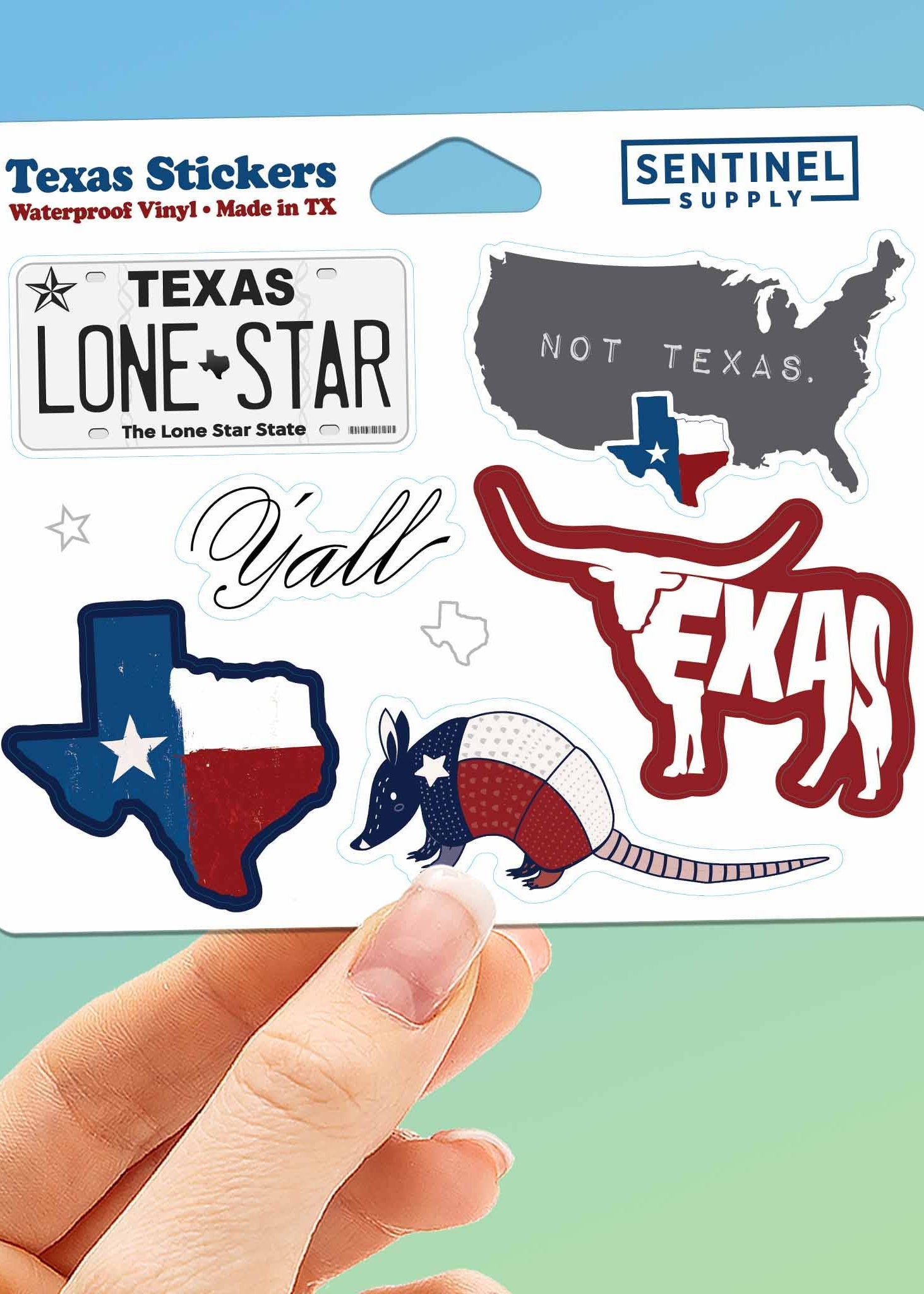 Texas Set Of Six Sticker - Tucker Brown