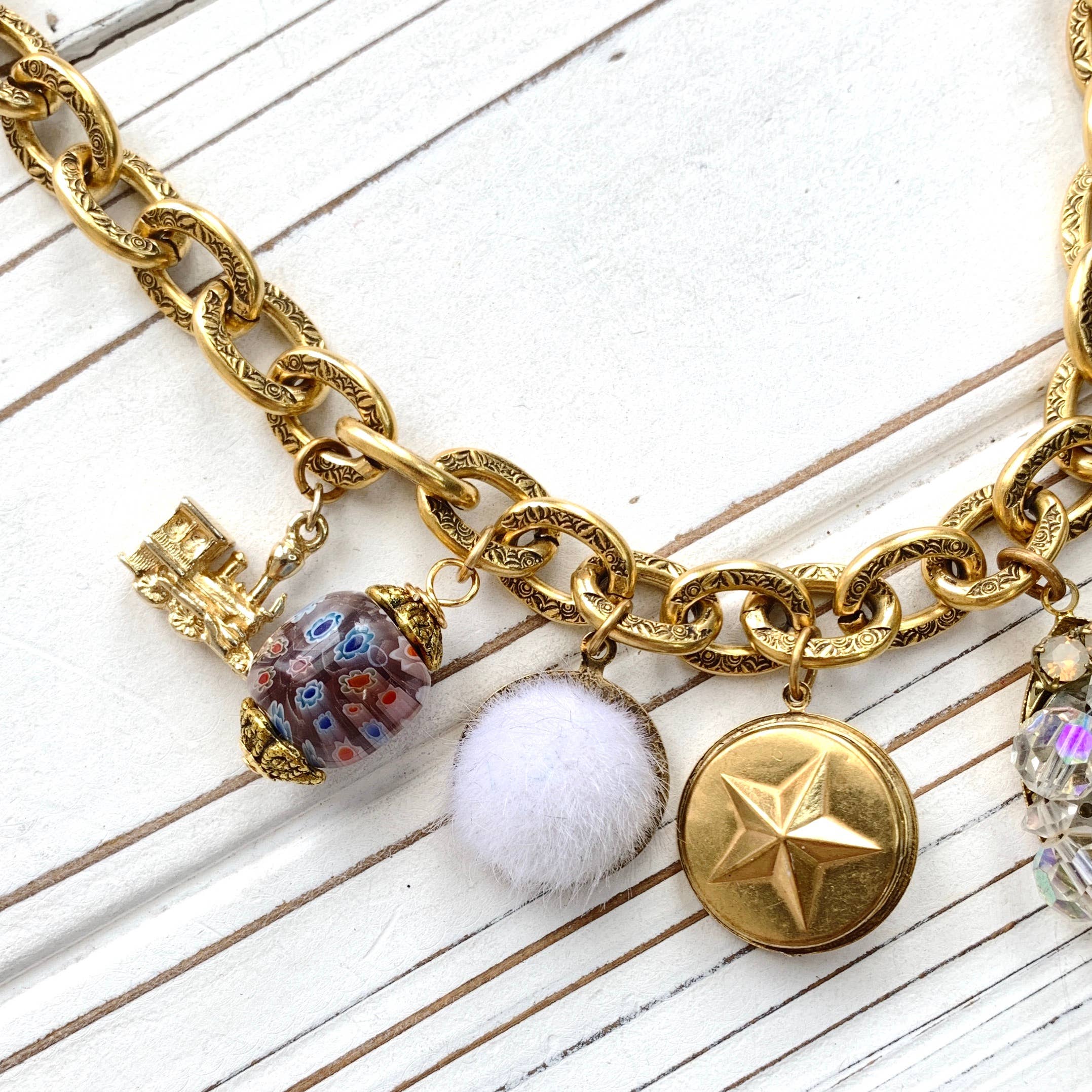 Cowgirl Boot Vintage Treasures Charm Necklace - One-of-a-Kind