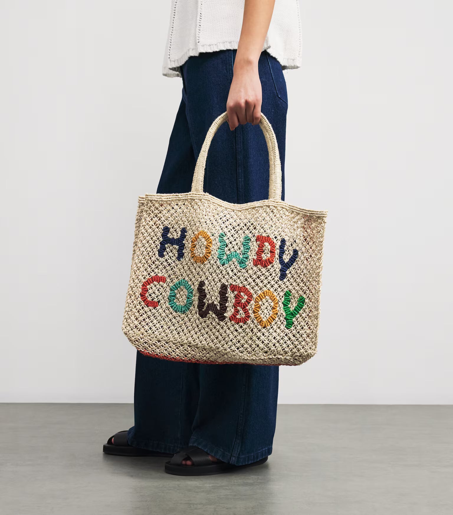 Howdy Cowboy Mini Jute Bag - Scarlet