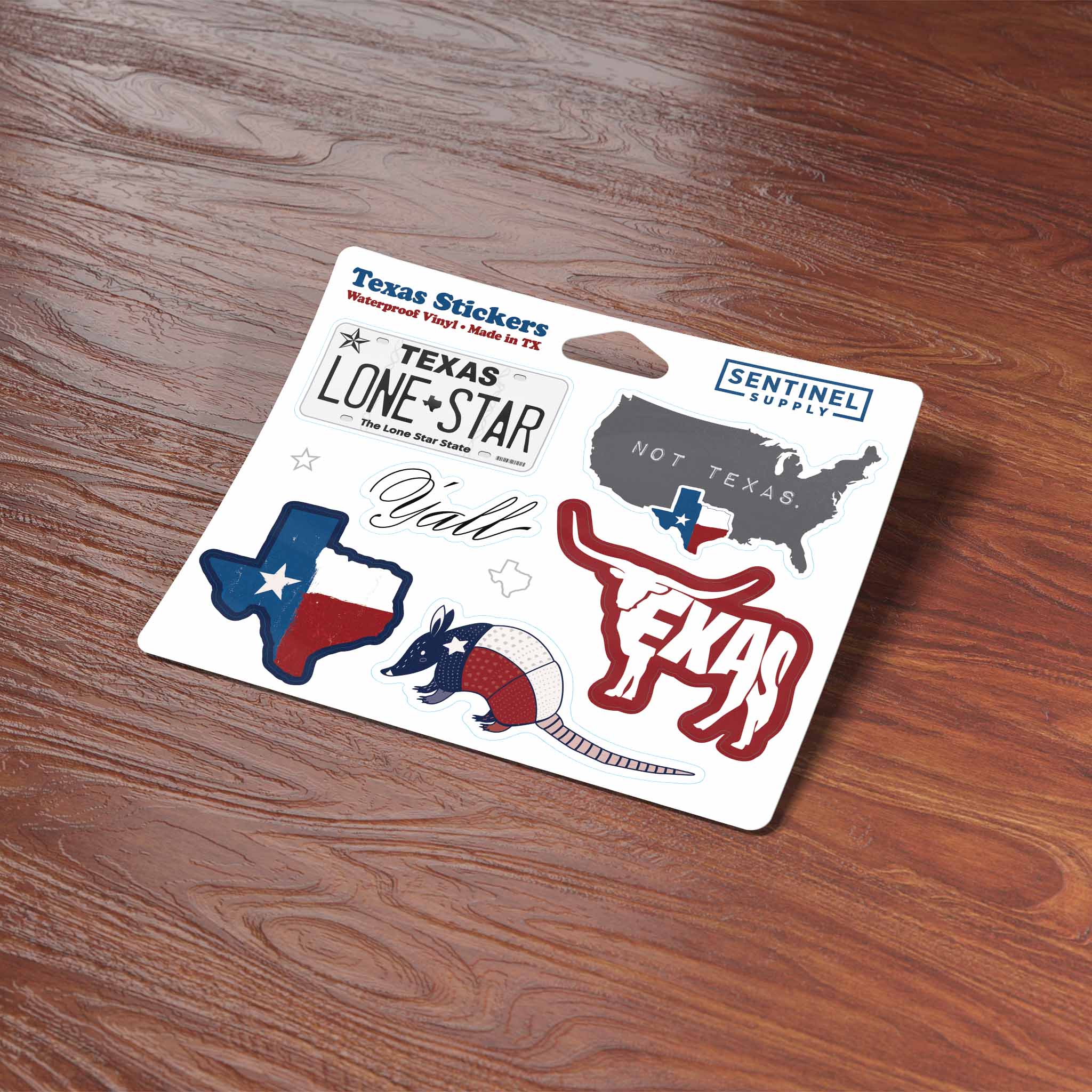 Texas Set Of Six Sticker - Tucker Brown