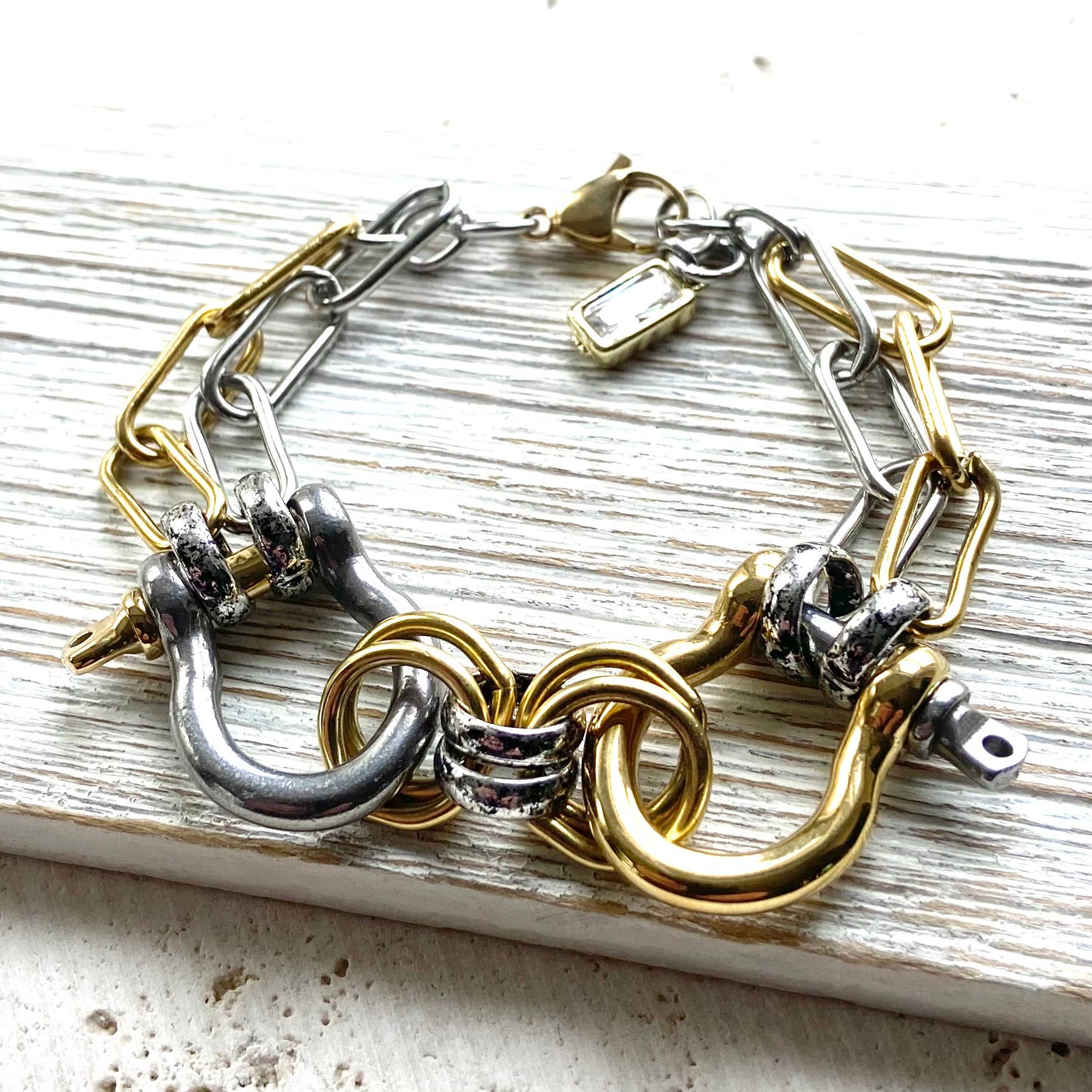 Double Bit Two Tone Bracelet - Tucker Brown