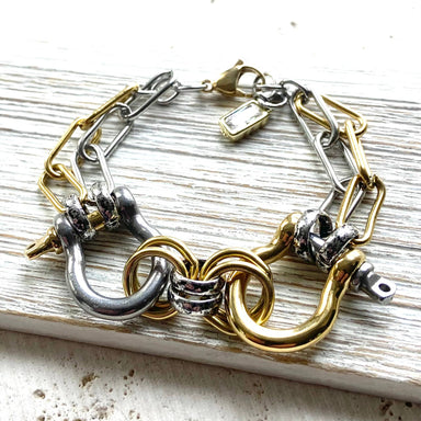 Double Bit Two Tone Bracelet - Tucker Brown