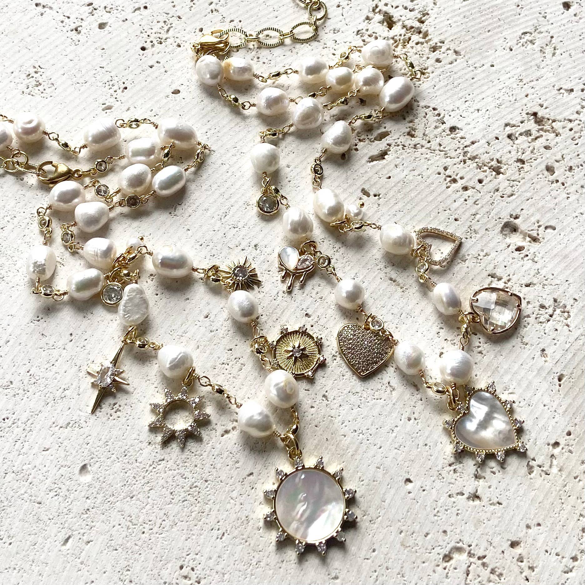 Freshwater Pearl Celestial Charm Necklace