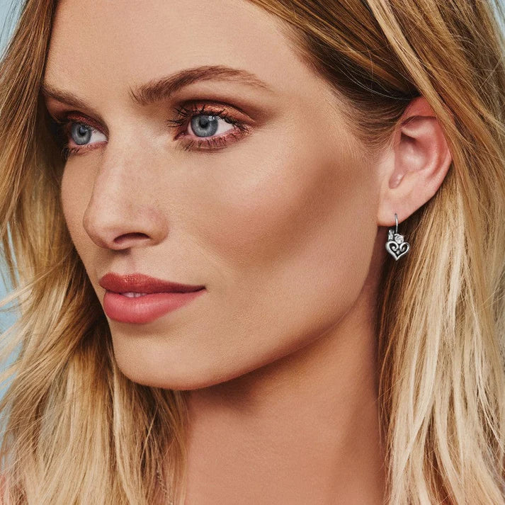 Alcazar Heart Leverback Earrings - Tucker Brown