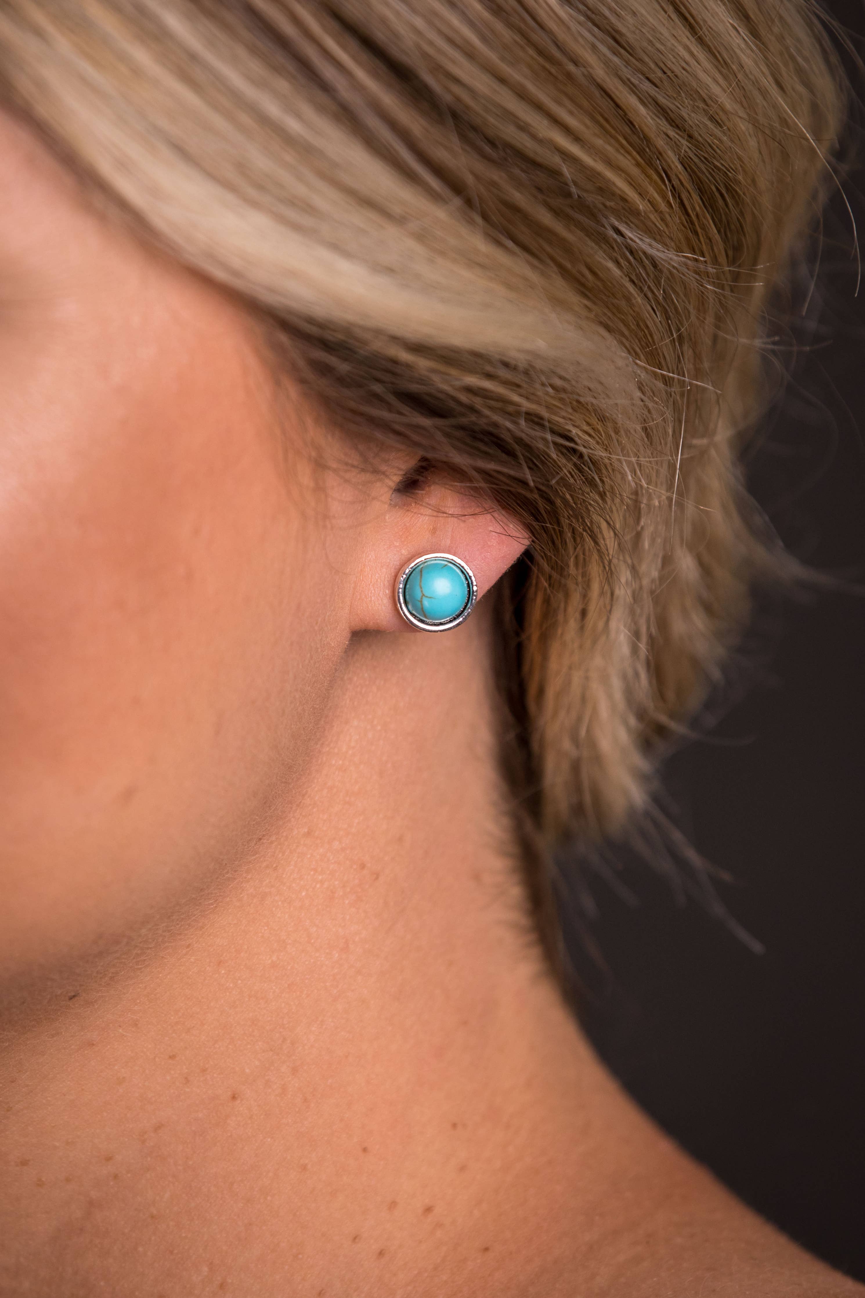 Inlayed Stud Earrings - Turquoise - Tucker Brown