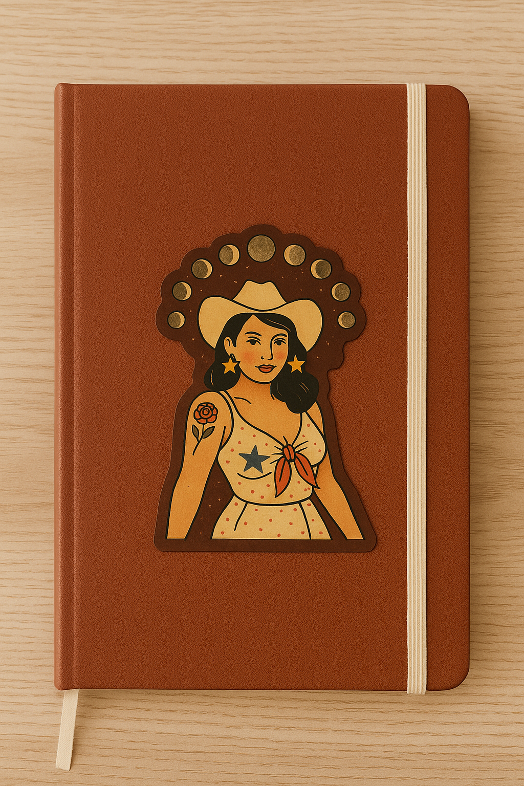 Moon Phase Cowgirl Sticker