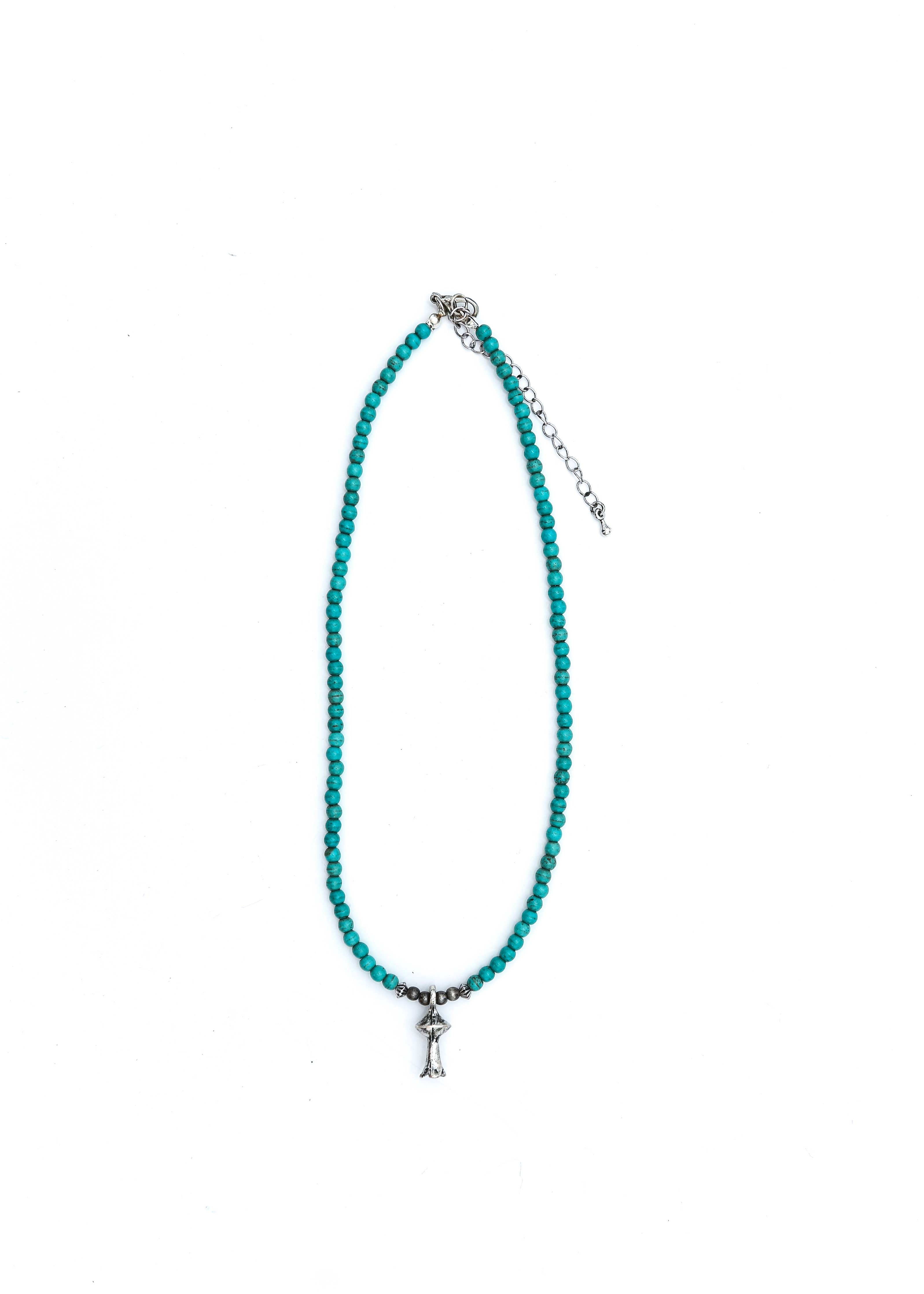 Silver Blossom Necklace - Turquoise