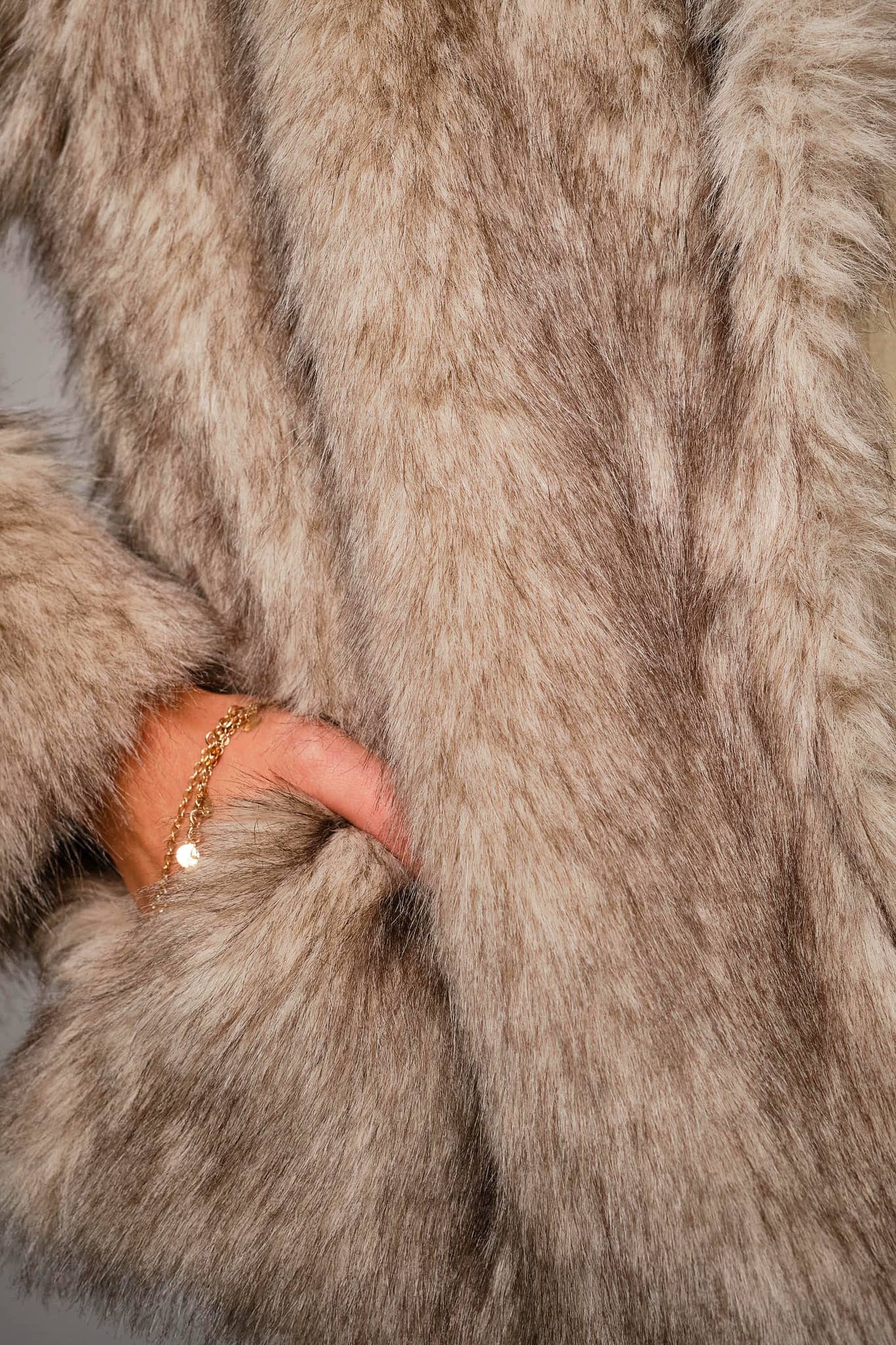 Two Tone Faux Fur Jacket