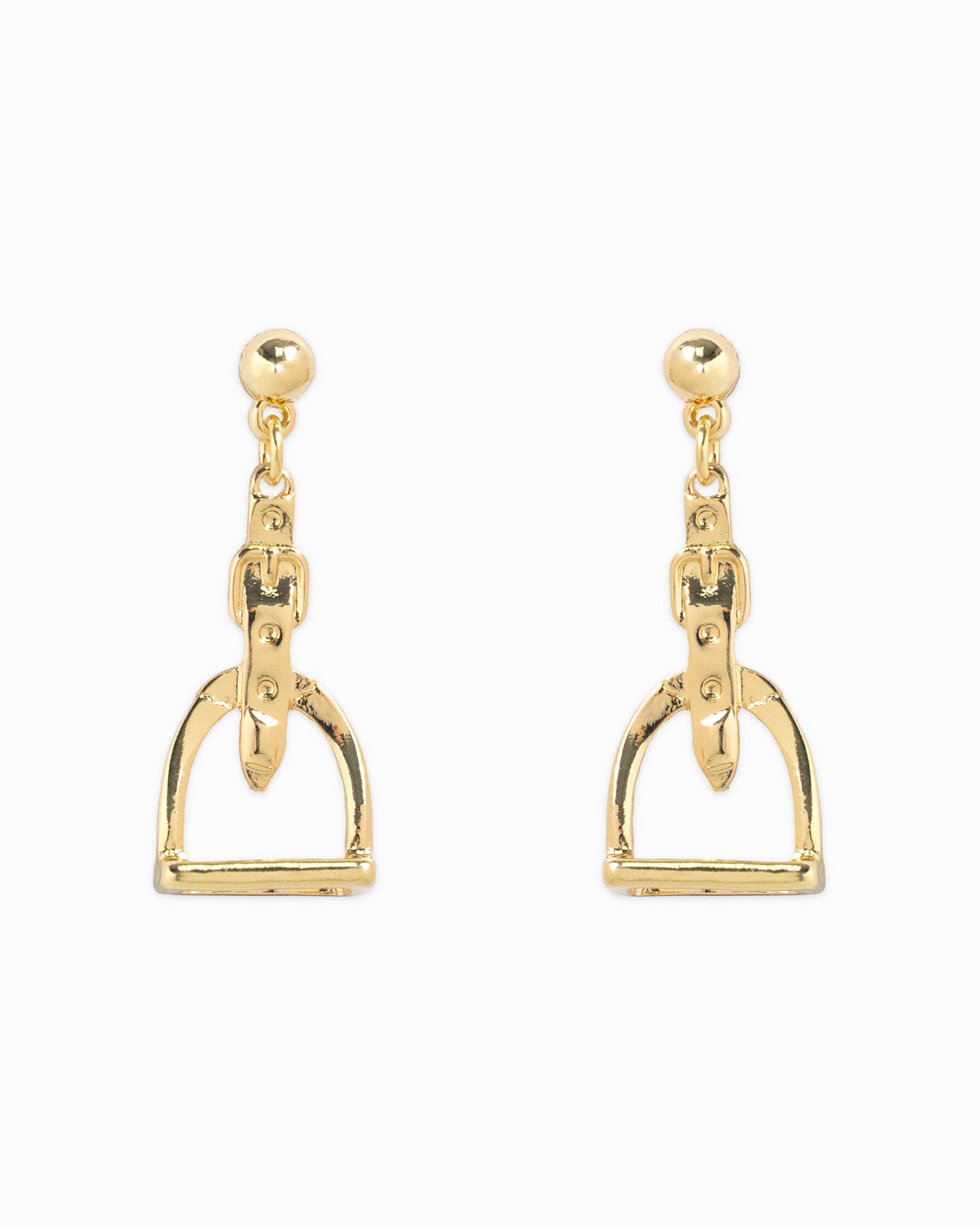 Stirrup Drop Earrings - Gold