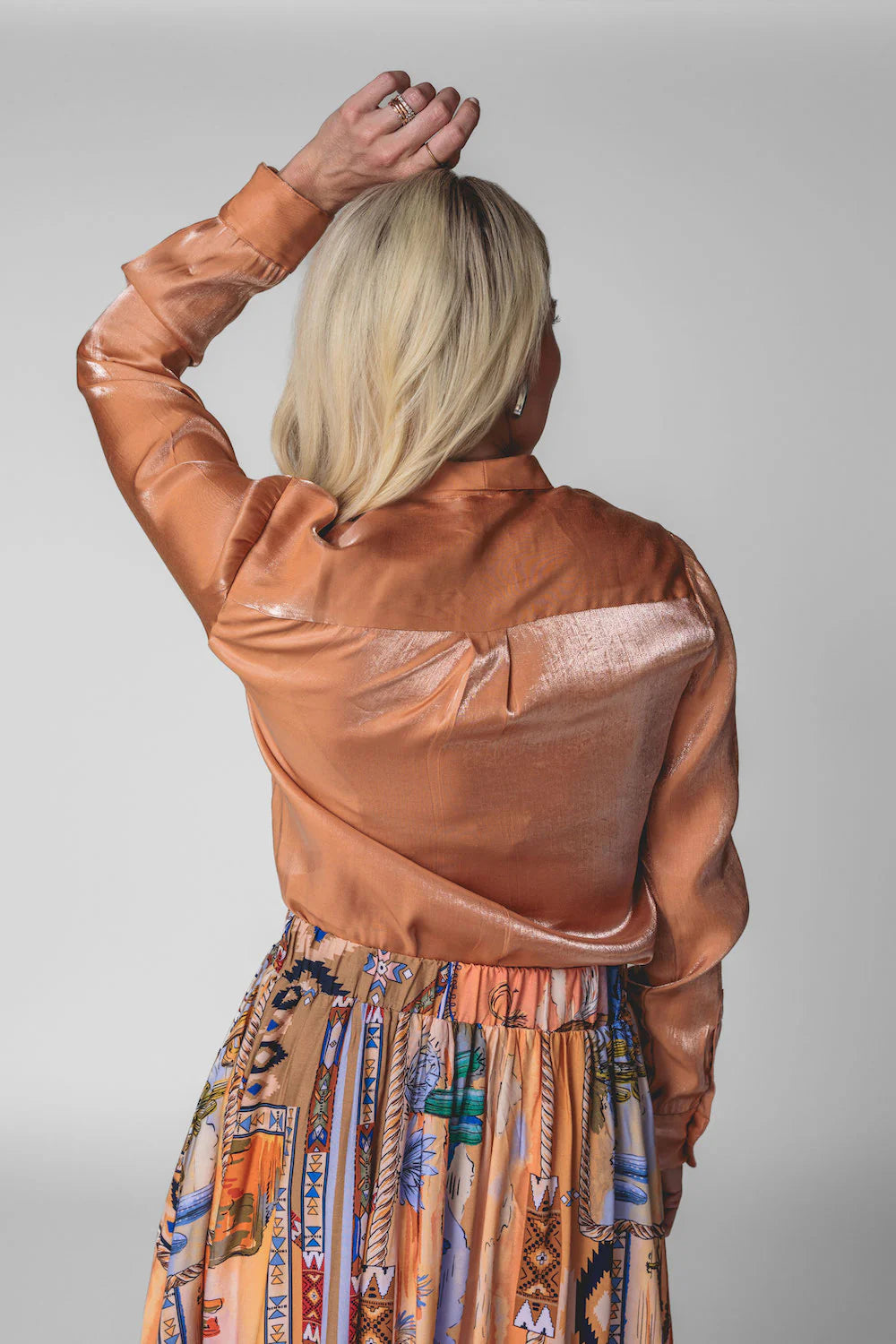 Belle Bowtie Blouse - Sunset - Tucker Brown