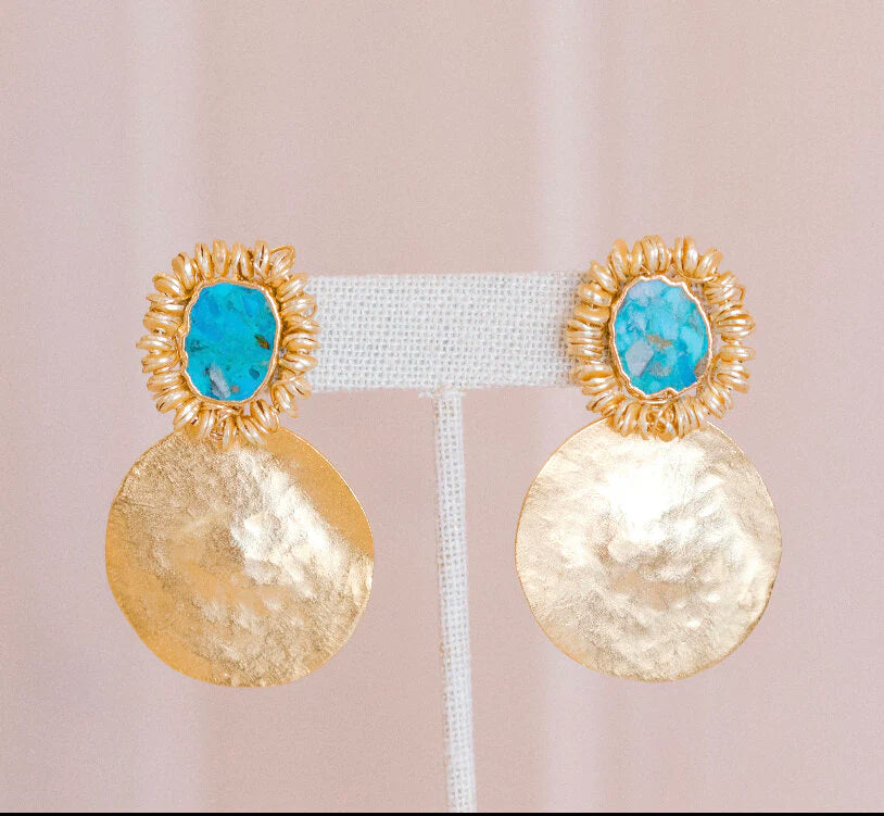 Big Sis Disc Earrings - Turquoise