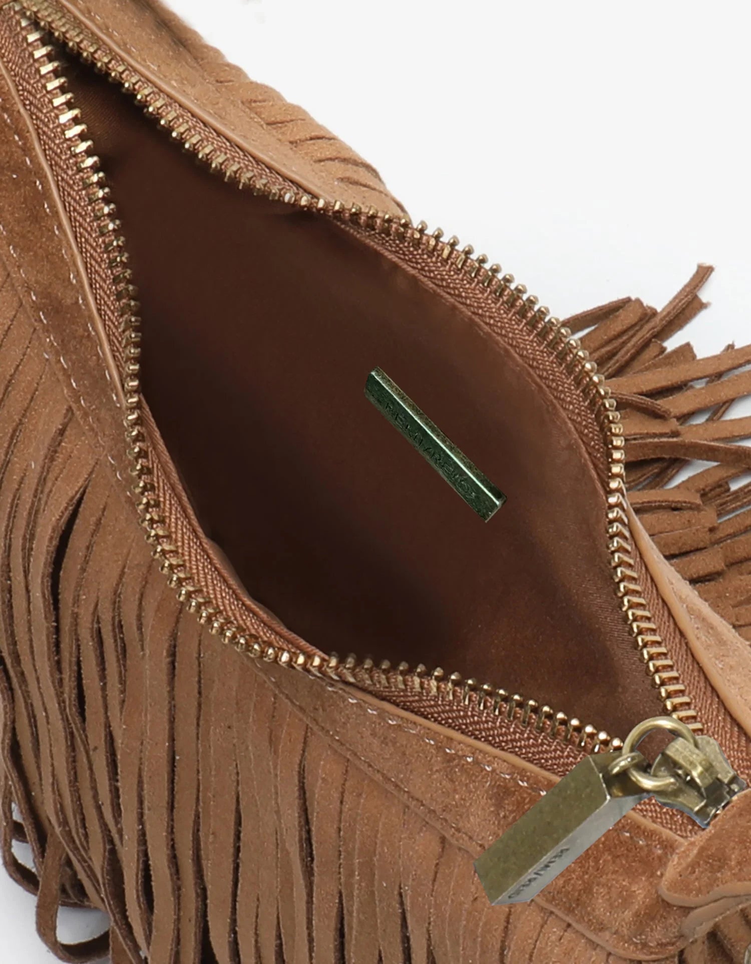 Bochoa Fringe Faux Suede Bag - Camel