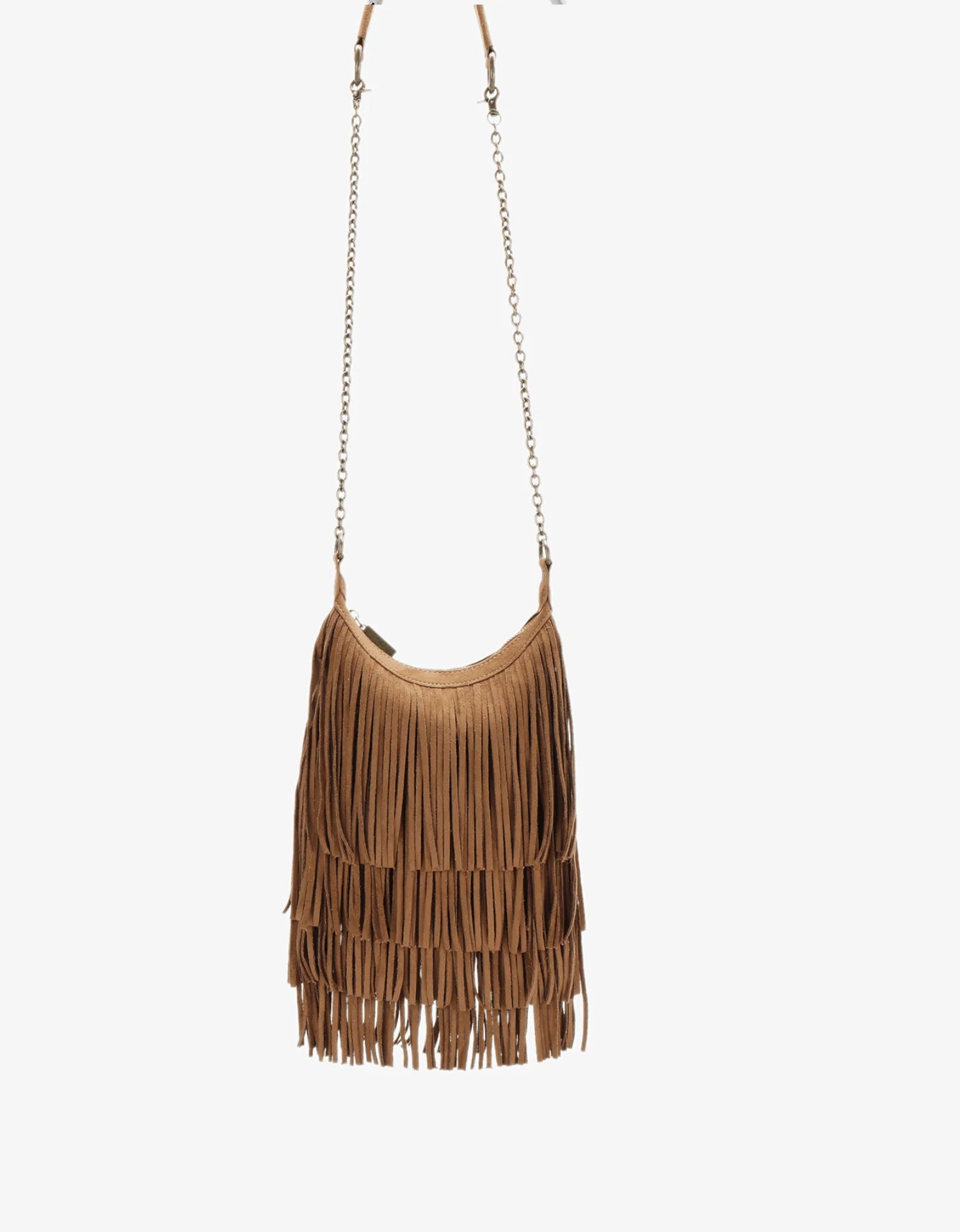 Bochoa Fringe Faux Suede Bag - Camel