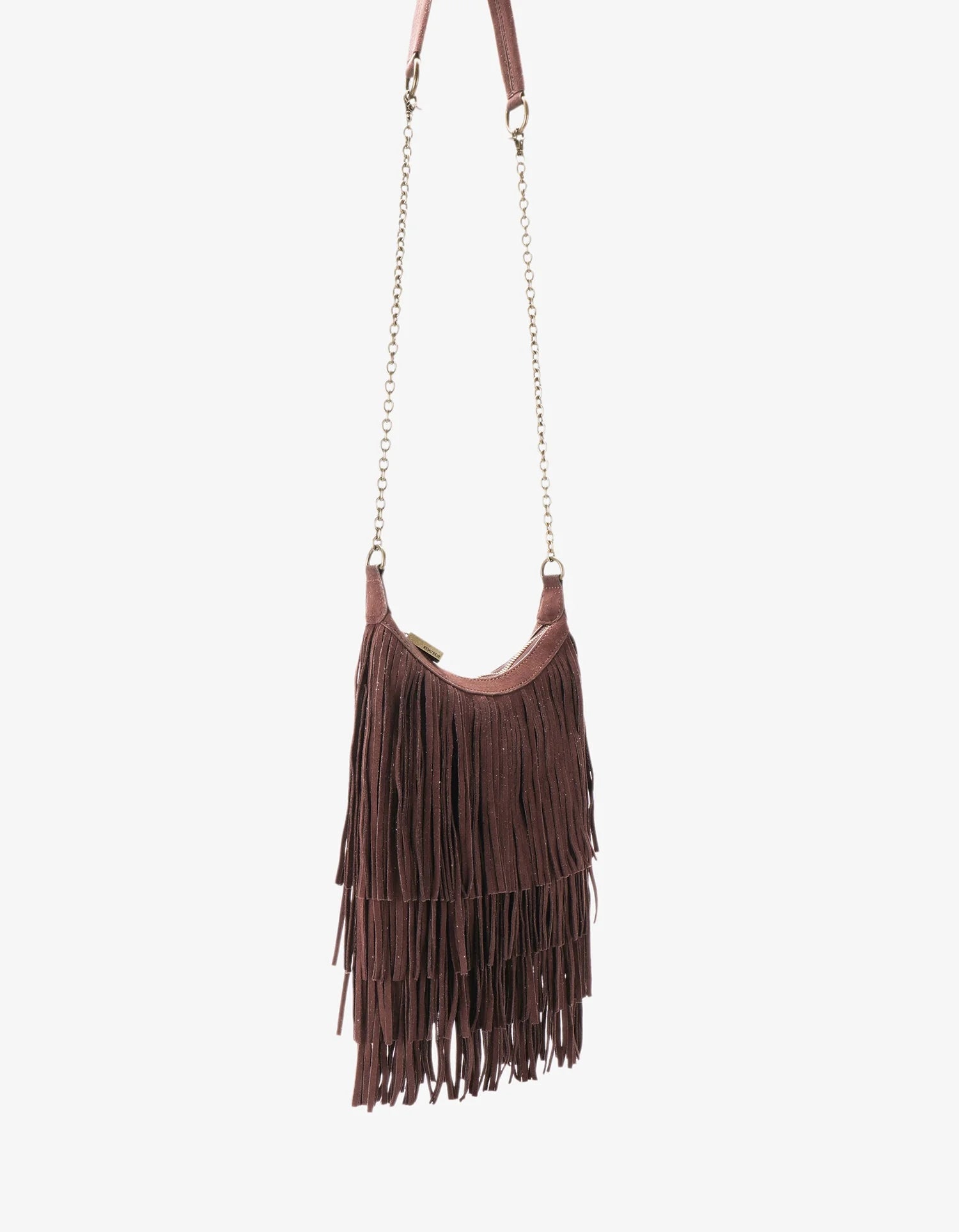 Bochoa Fringe Faux Suede Bag - Chocolate