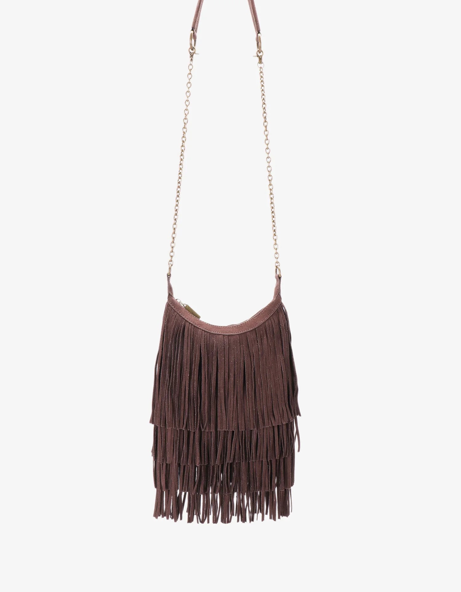 Bochoa Fringe Faux Suede Bag - Chocolate