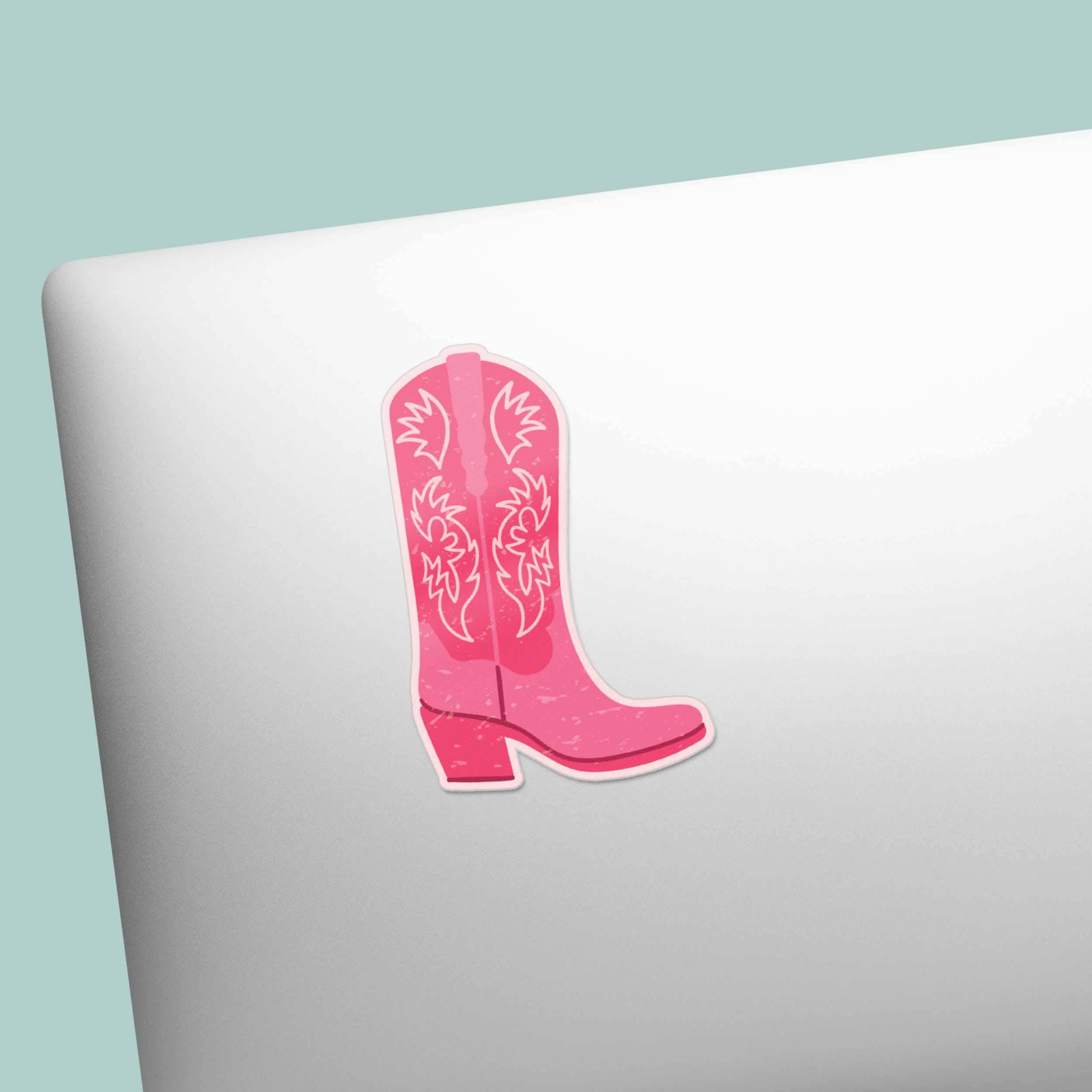 Pink Cowgirl Boots Sticker - Tucker Brown