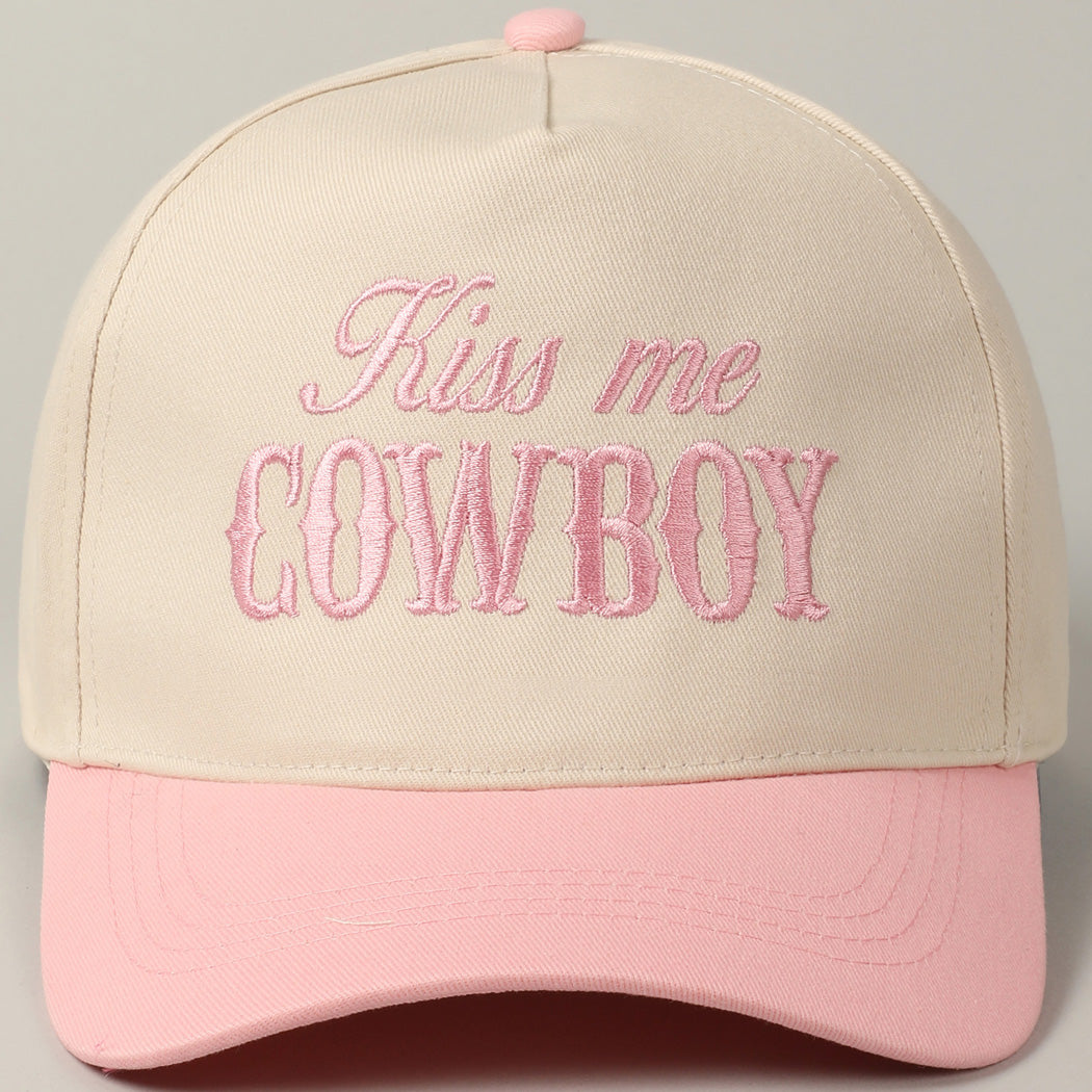 Kiss Me Cowboy Baseball Cap - Pink