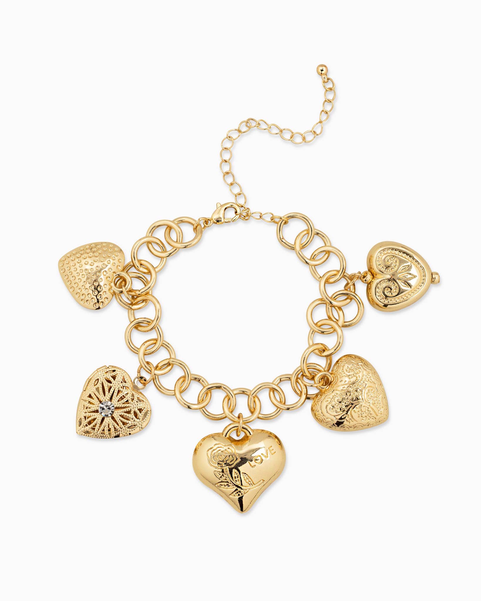 Chunky Heart Charm Bracelet
