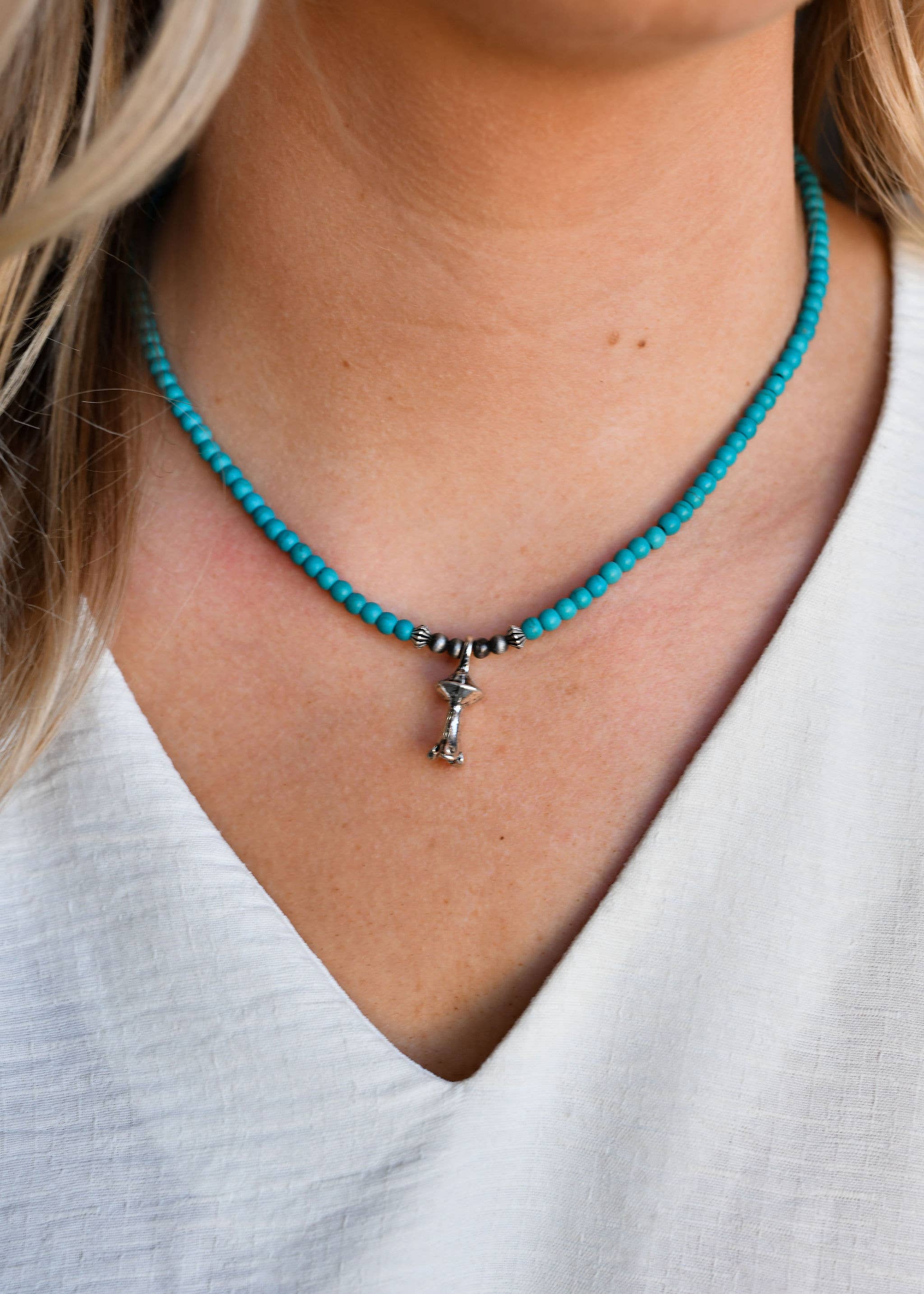 Silver Blossom Necklace - Turquoise