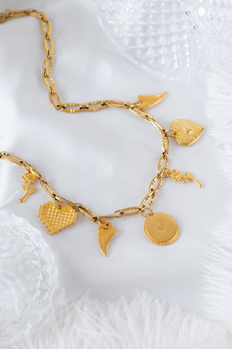 Hearts + Roses Charm Necklace