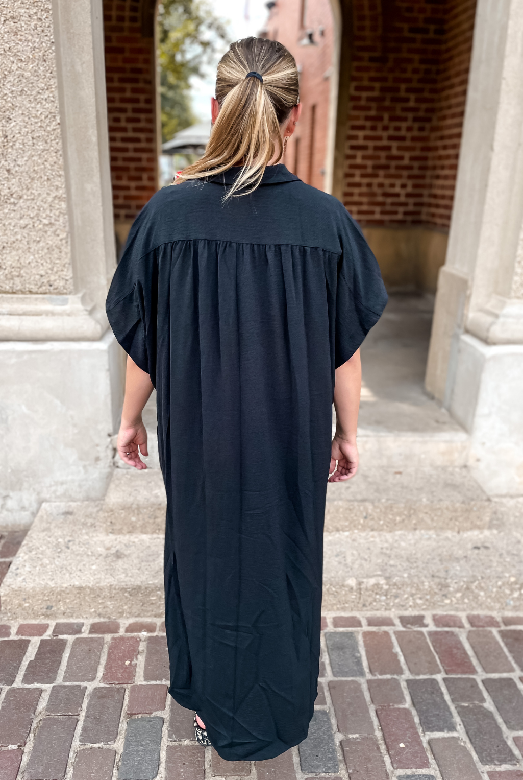 Oversized High/Low Shirt Dress - Black