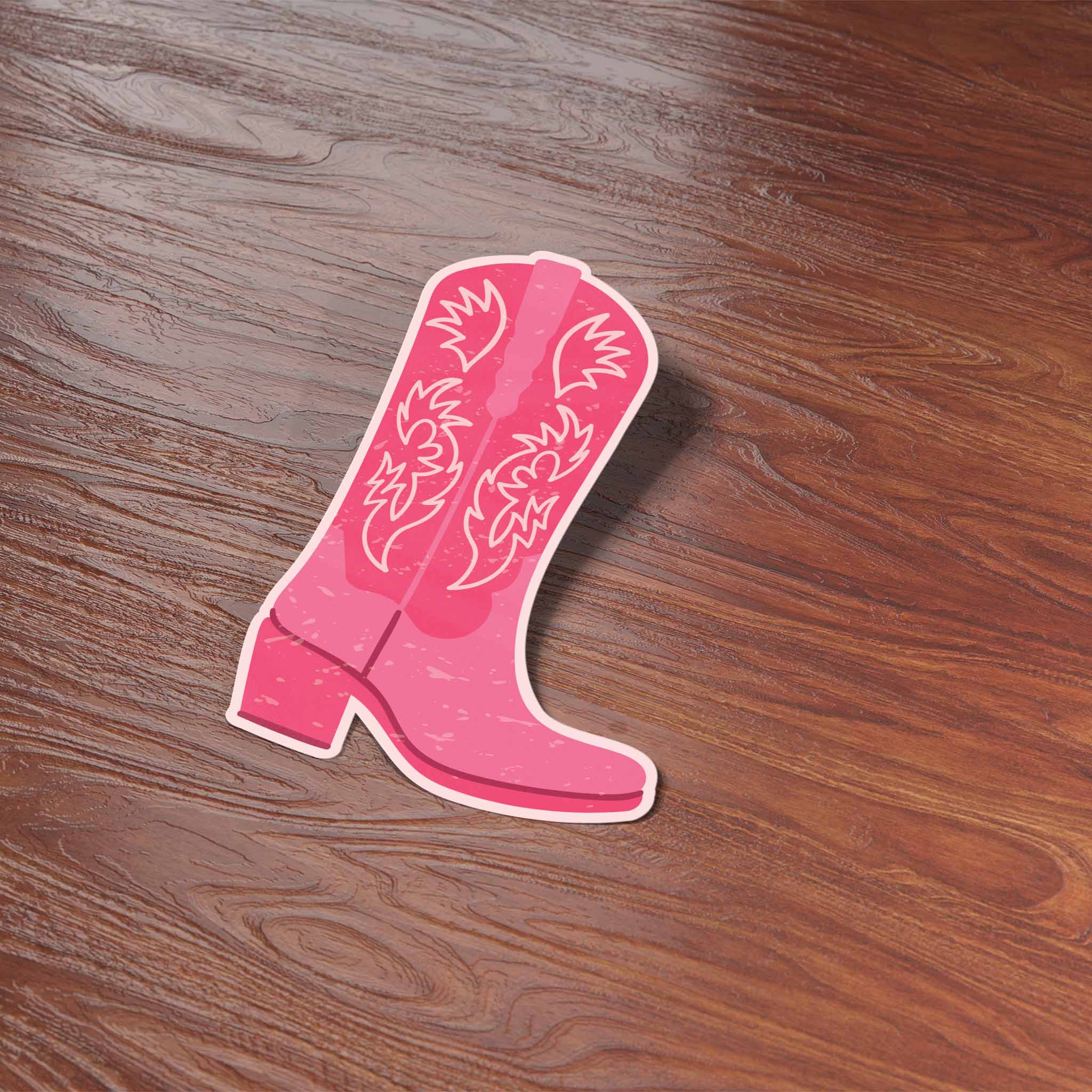 Pink Cowgirl Boots Sticker - Tucker Brown