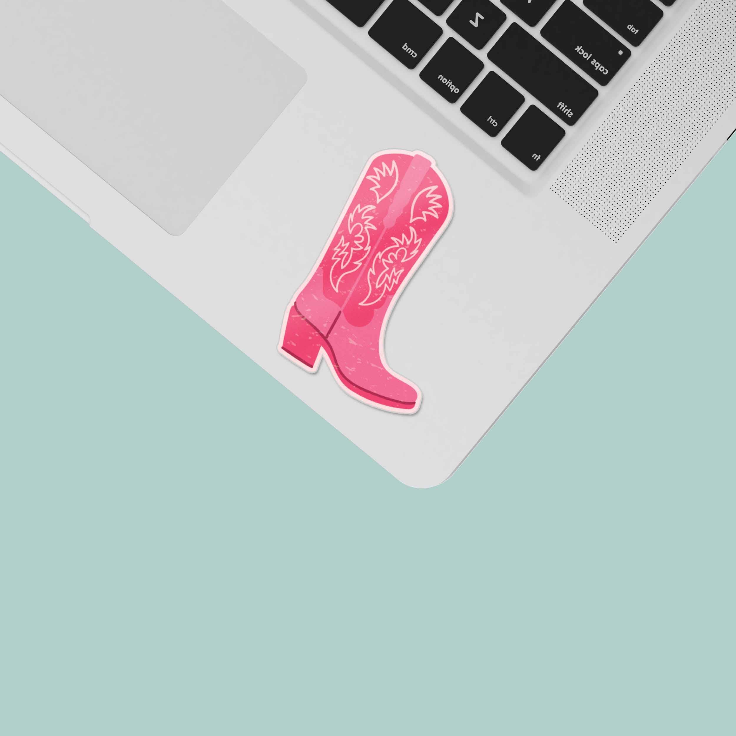 Pink Cowgirl Boots Sticker - Tucker Brown