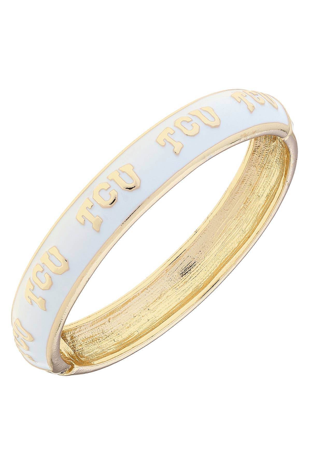 TCU Horned Frogs Enamel Logo Hinged Bangle - White