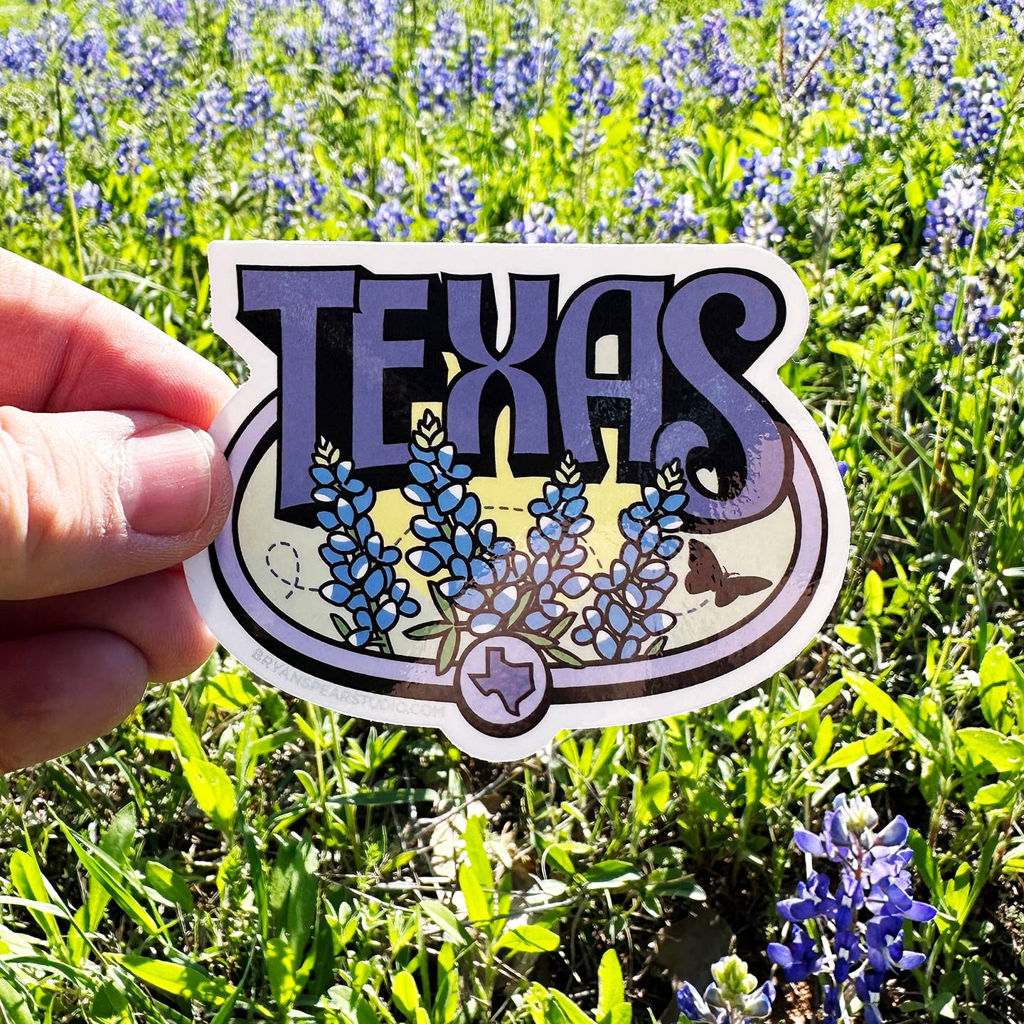 Texas Bluebonnets Sticker - Tucker Brown