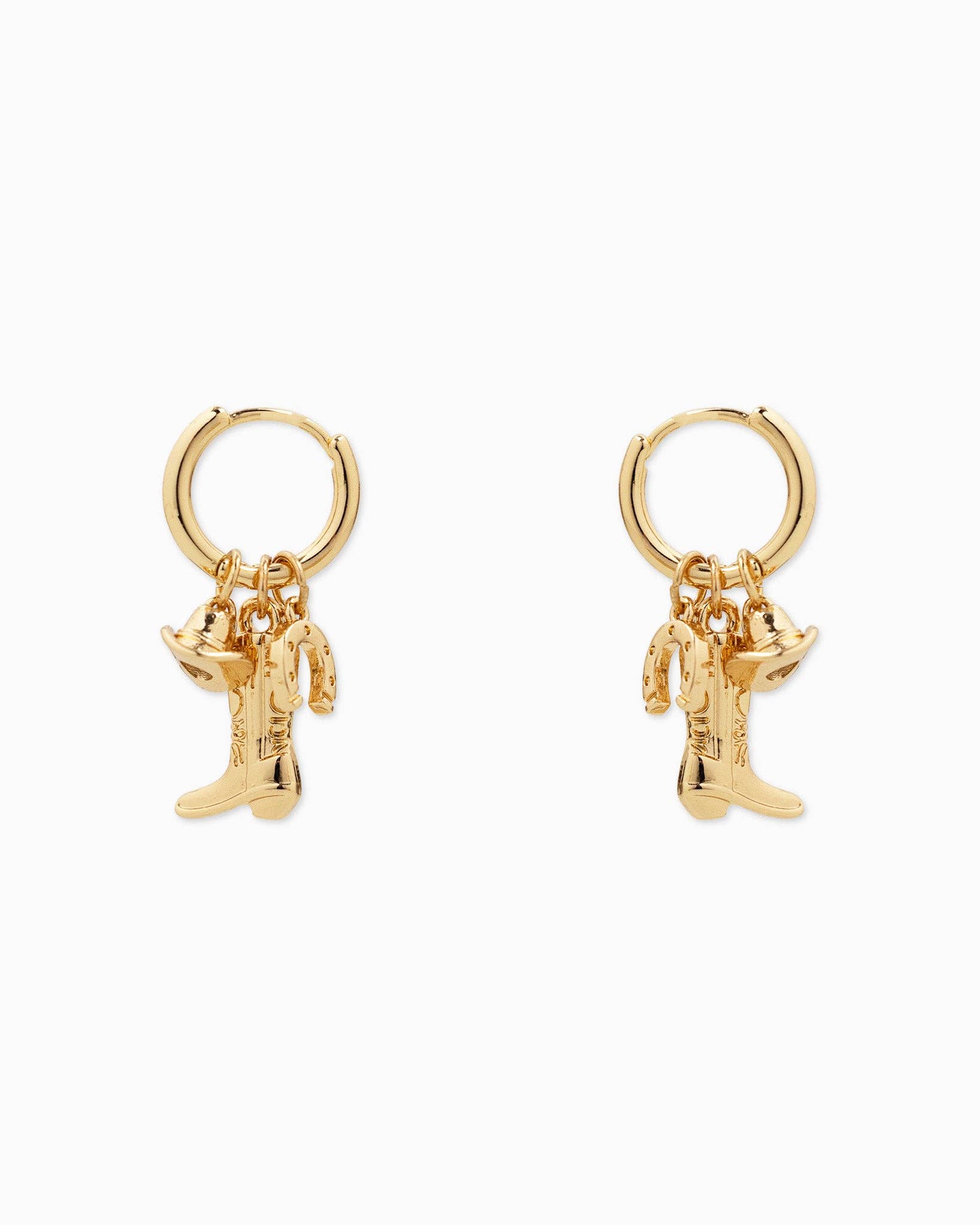 Mini Western Boot Charm Hoop Earrings