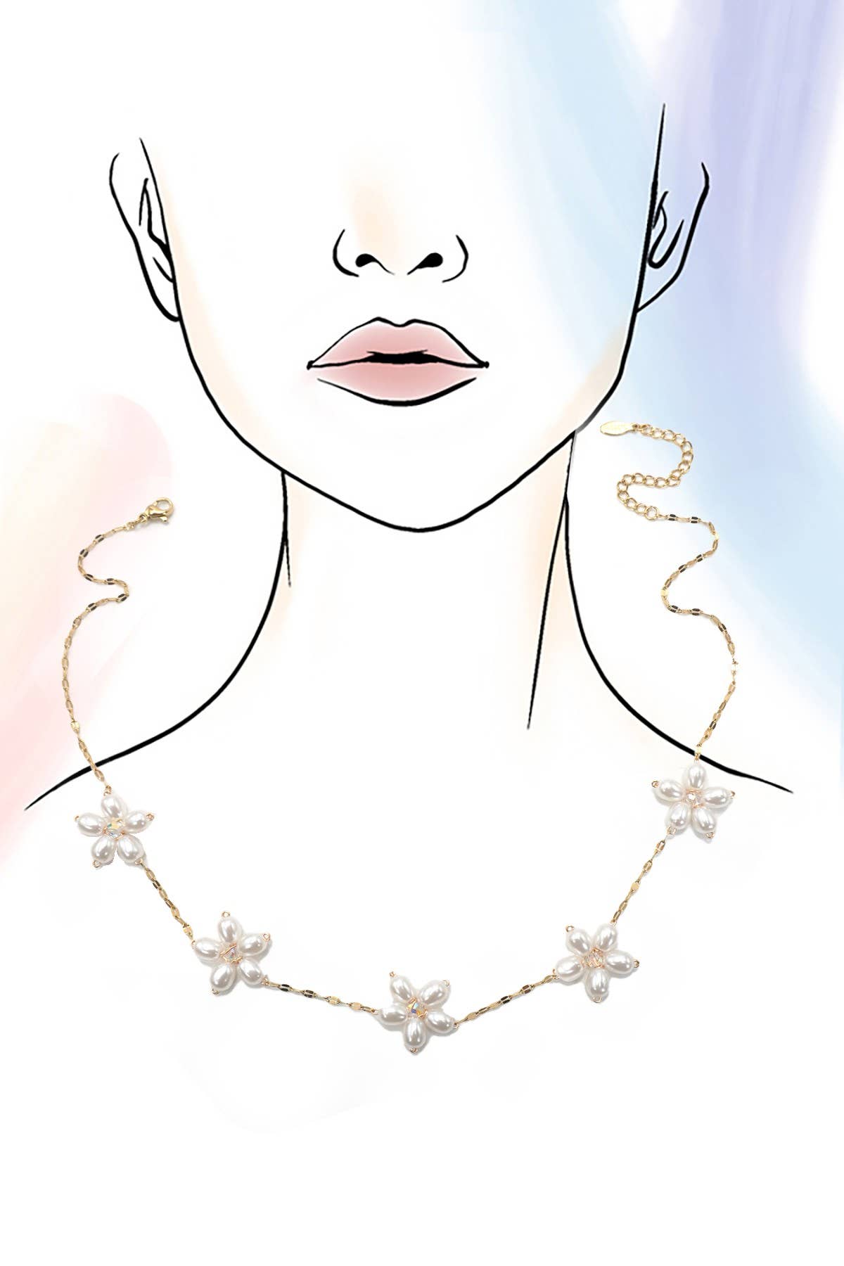 Pearl Flower Petal Necklace