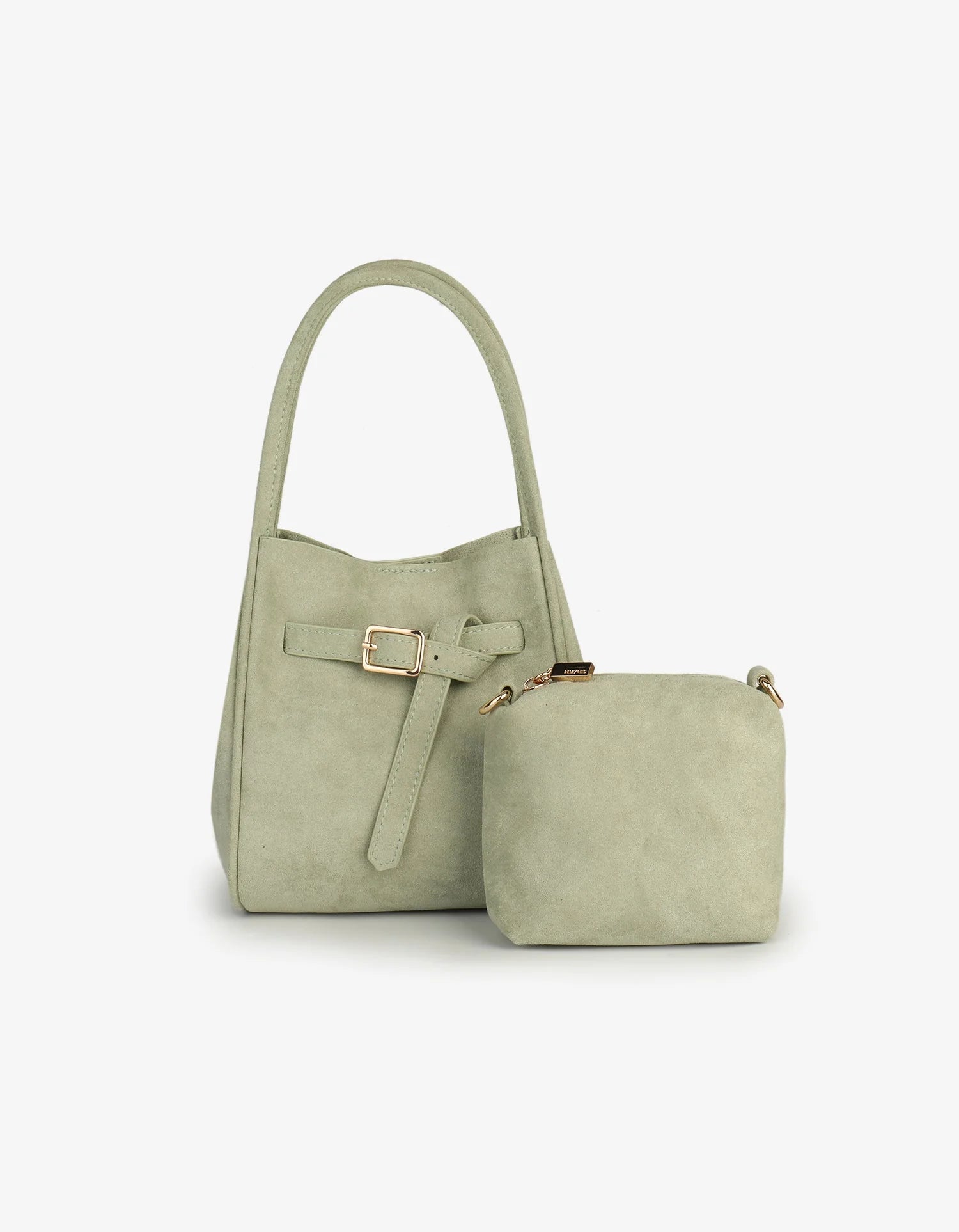 Hollace Suede Buckle Bag - Mint