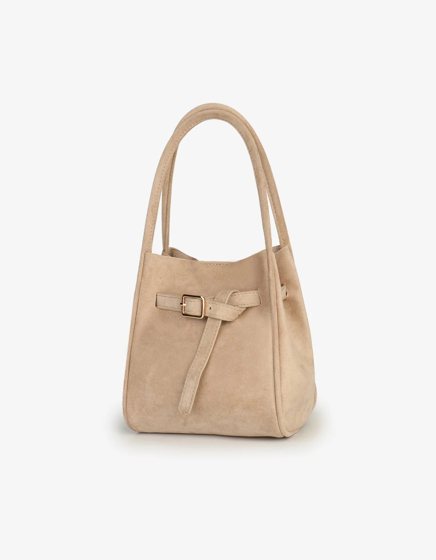 Hollace Buckle Suede Bag - Cream