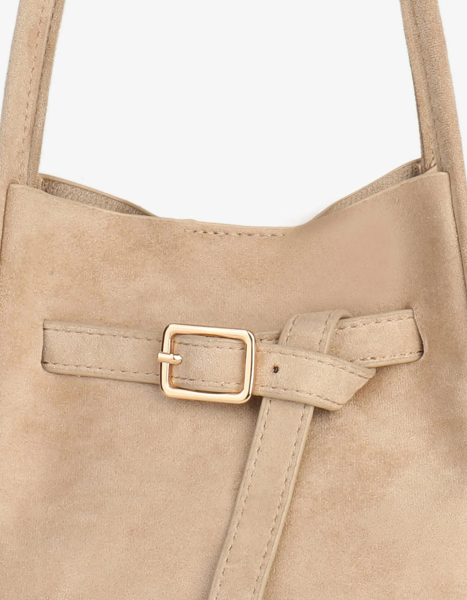 Hollace Buckle Suede Bag - Cream