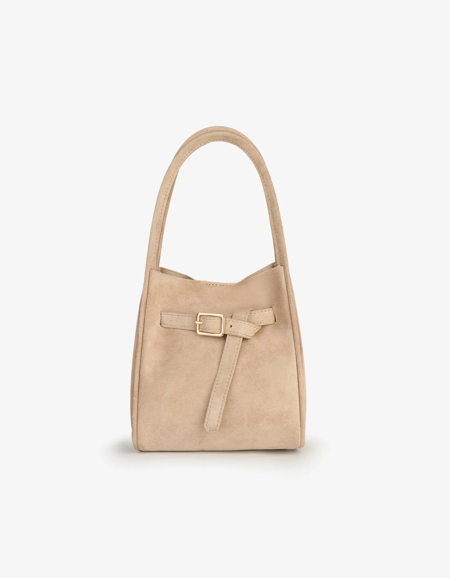 Hollace Buckle Suede Bag - Cream