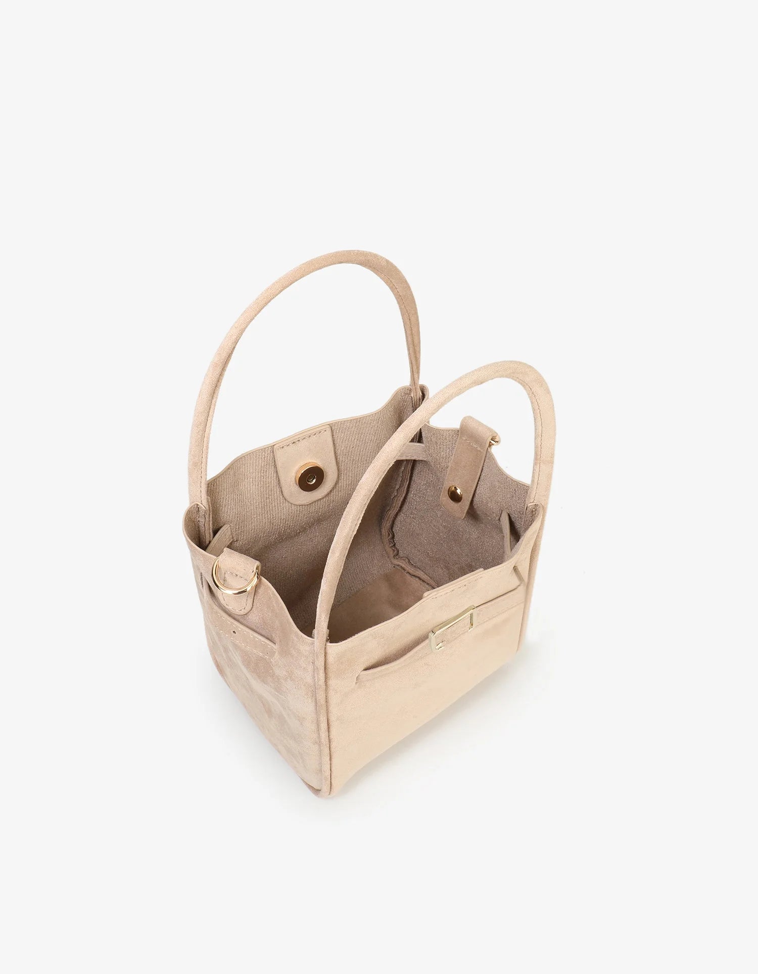Hollace Buckle Suede Bag - Cream