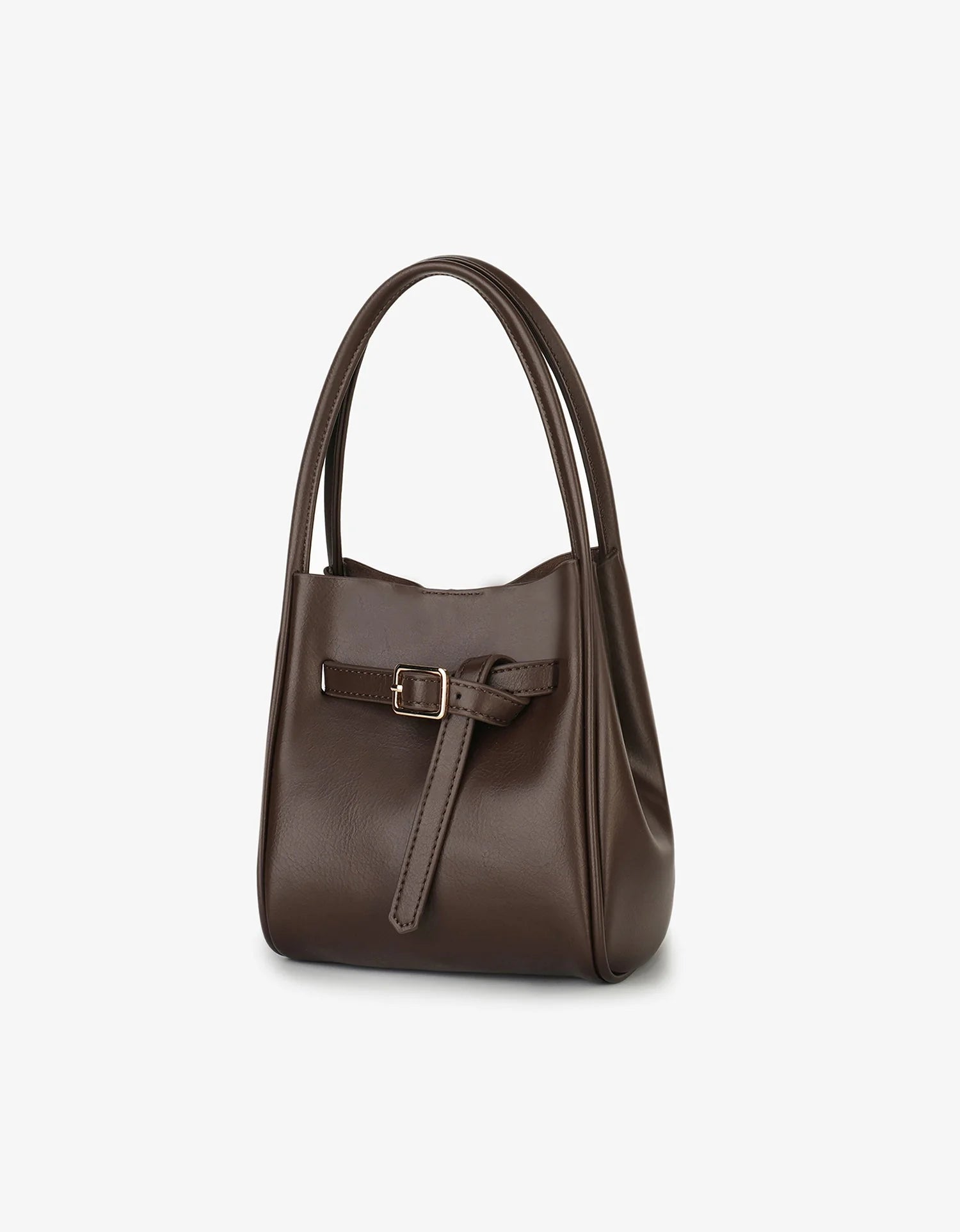 Hollace Vegan Leather Buckle Bag - Espresso