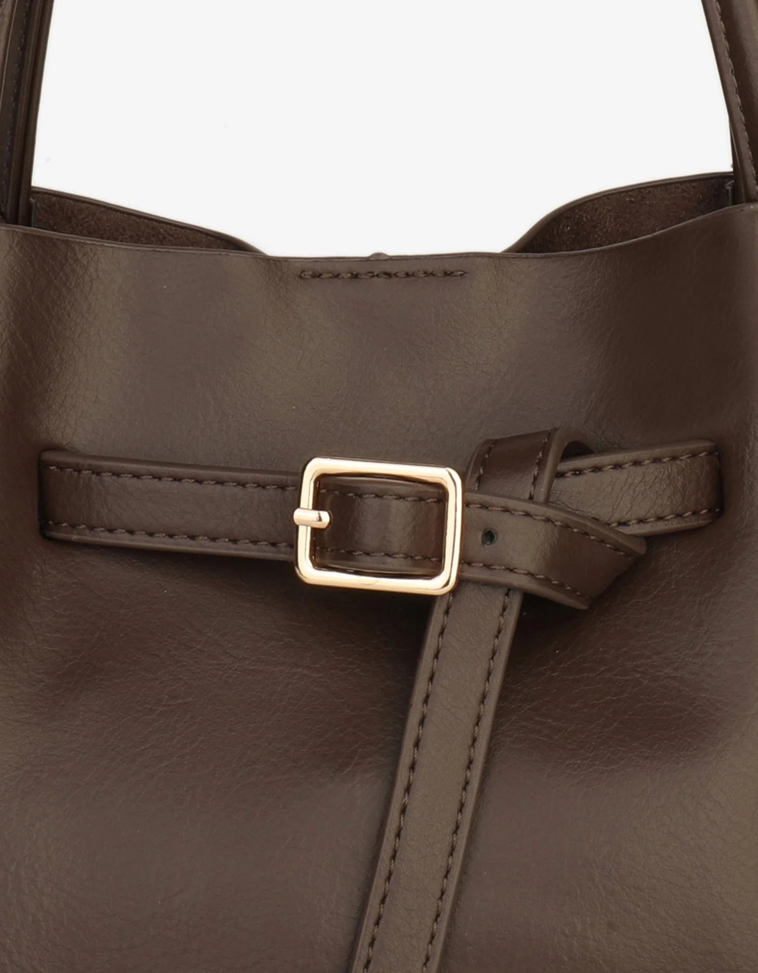 Hollace Vegan Leather Buckle Bag - Espresso