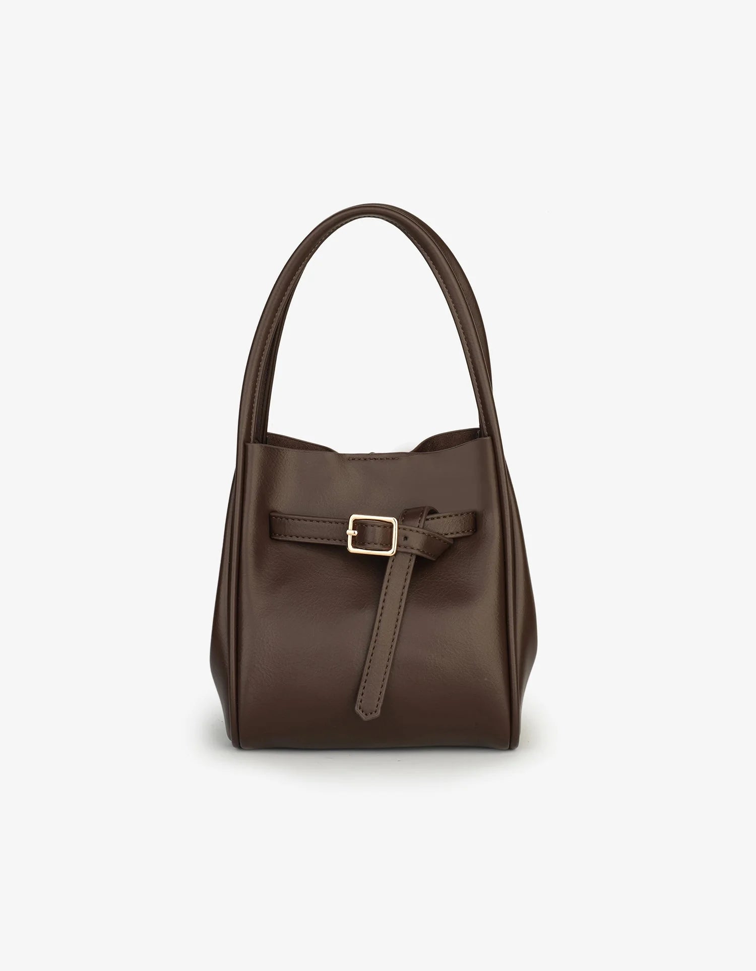 Hollace Vegan Leather Buckle Bag - Espresso