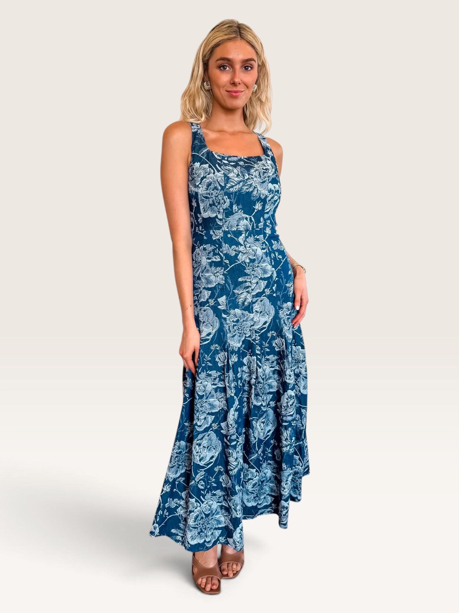Jasmine Denim Embossed Dress