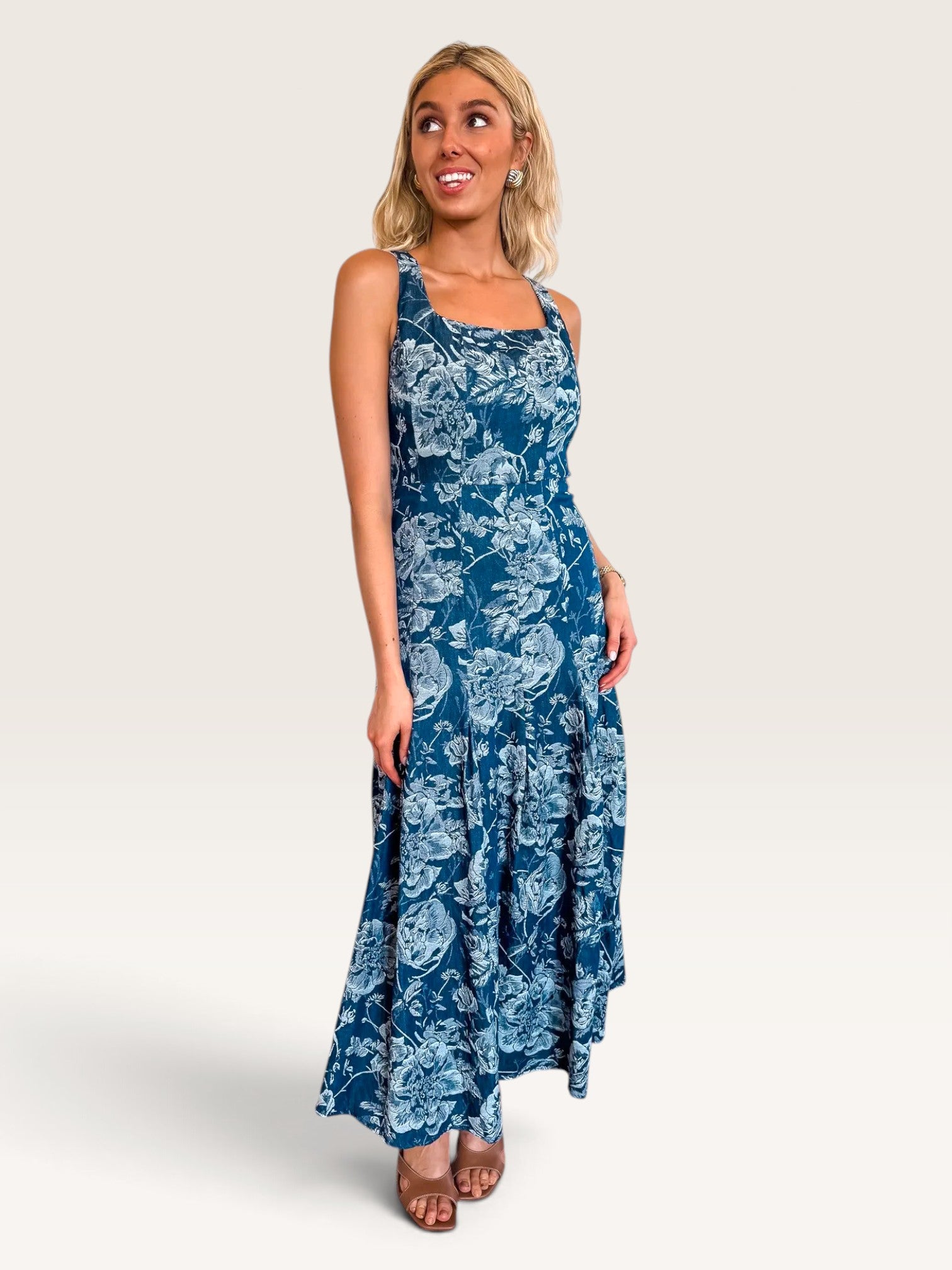 Jasmine Denim Embossed Dress