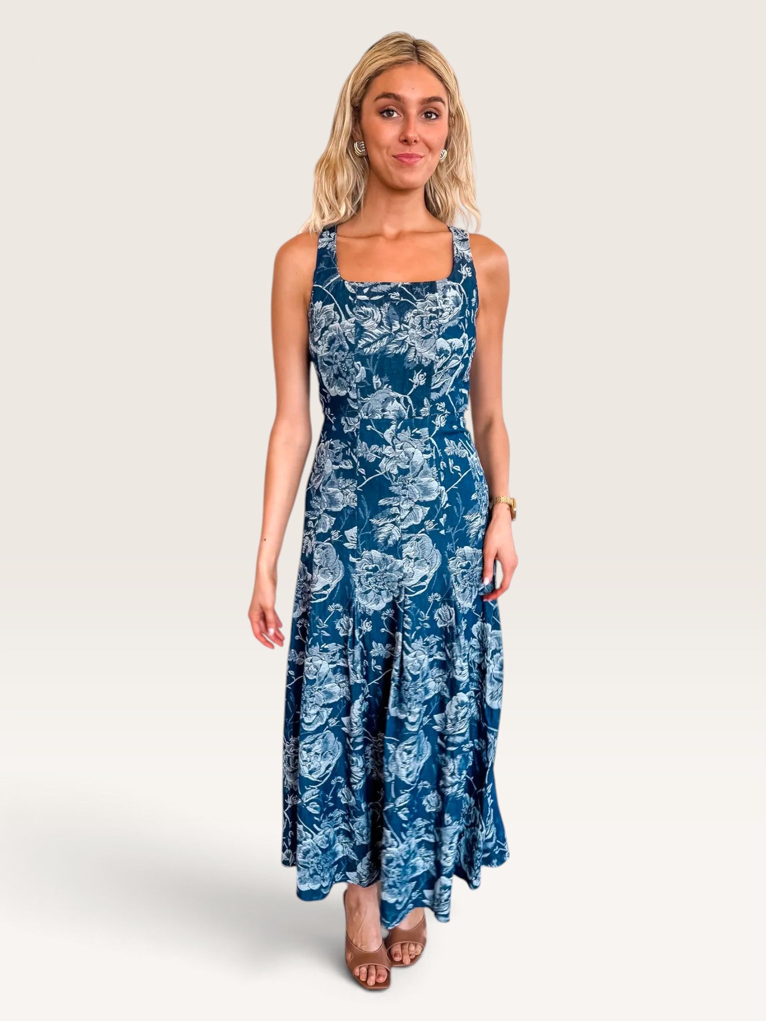 Jasmine Denim Embossed Dress