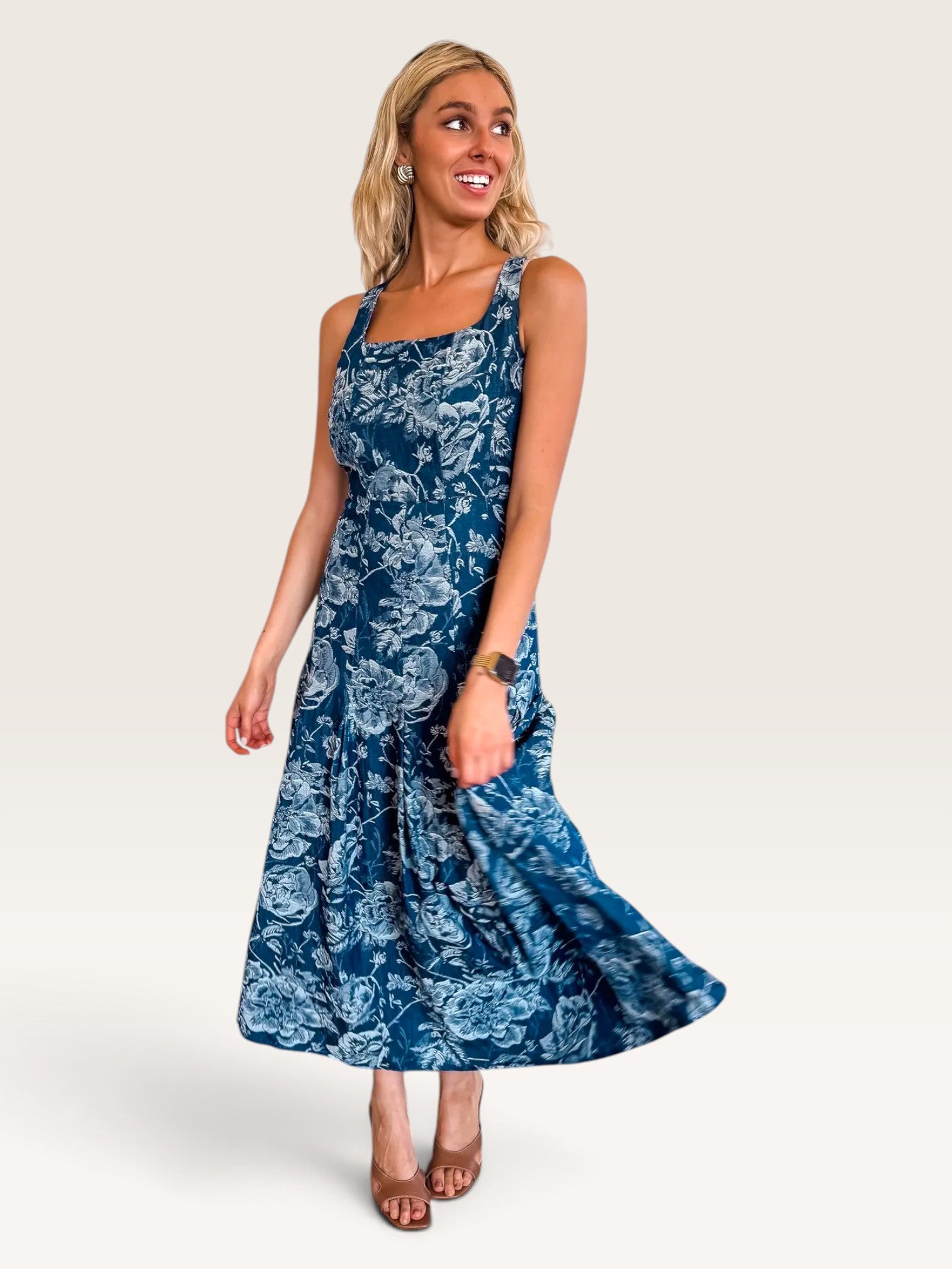 Jasmine Denim Embossed Dress