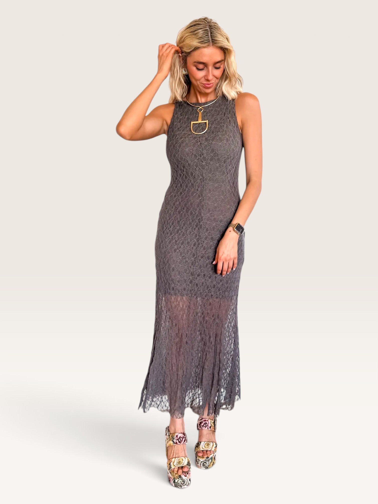 Upton Textured Lace Dress - Olive