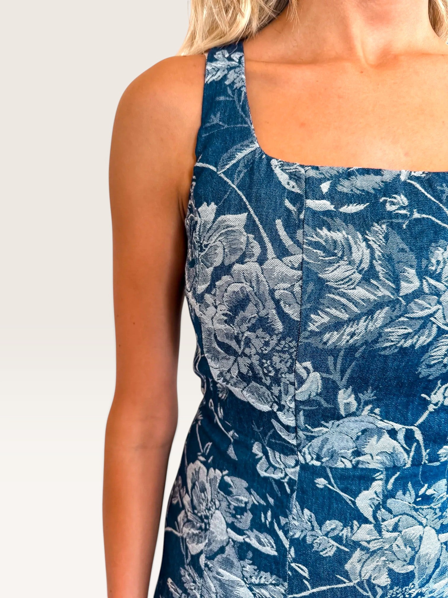 Jasmine Denim Embossed Dress