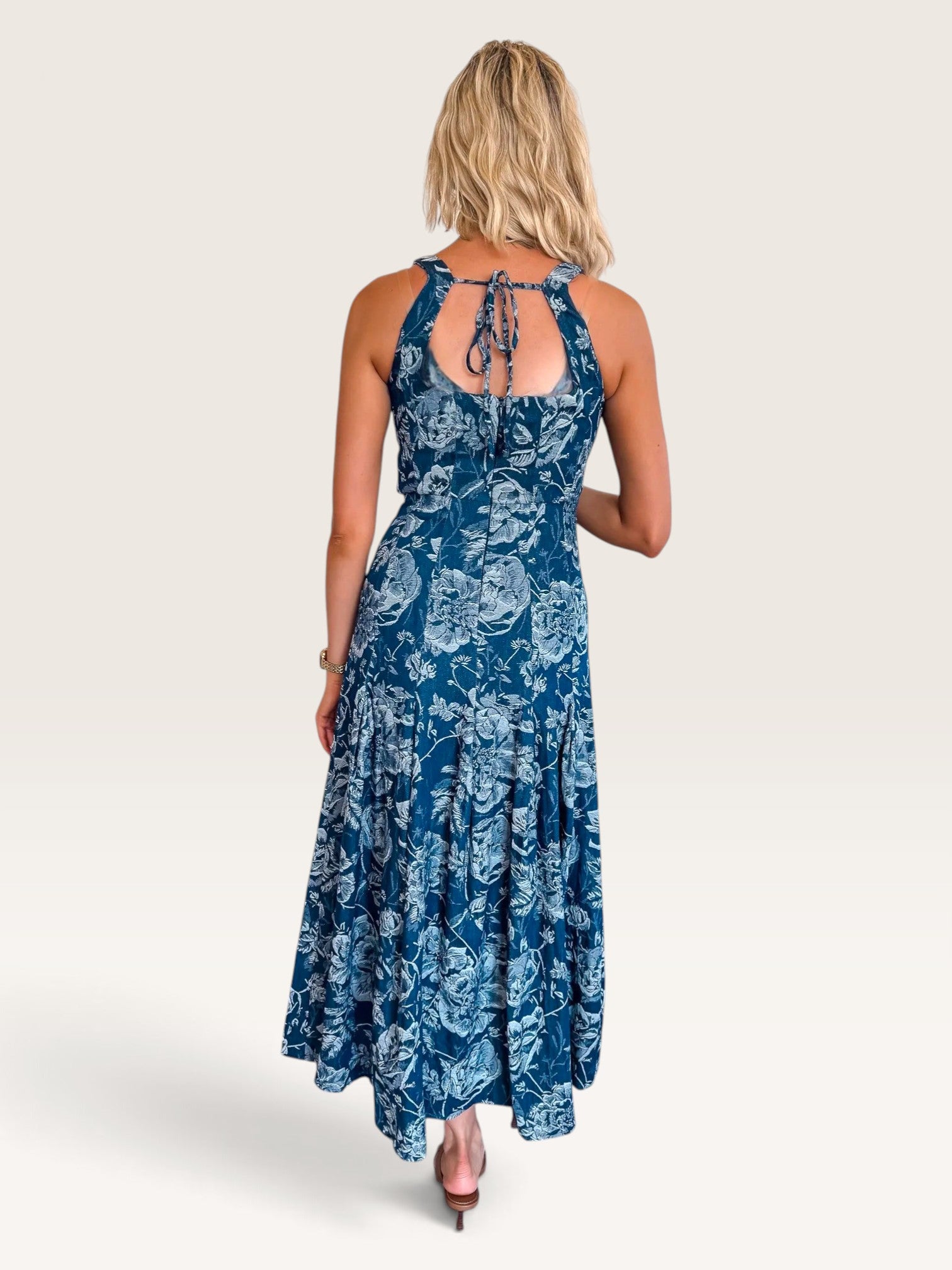 Jasmine Denim Embossed Dress