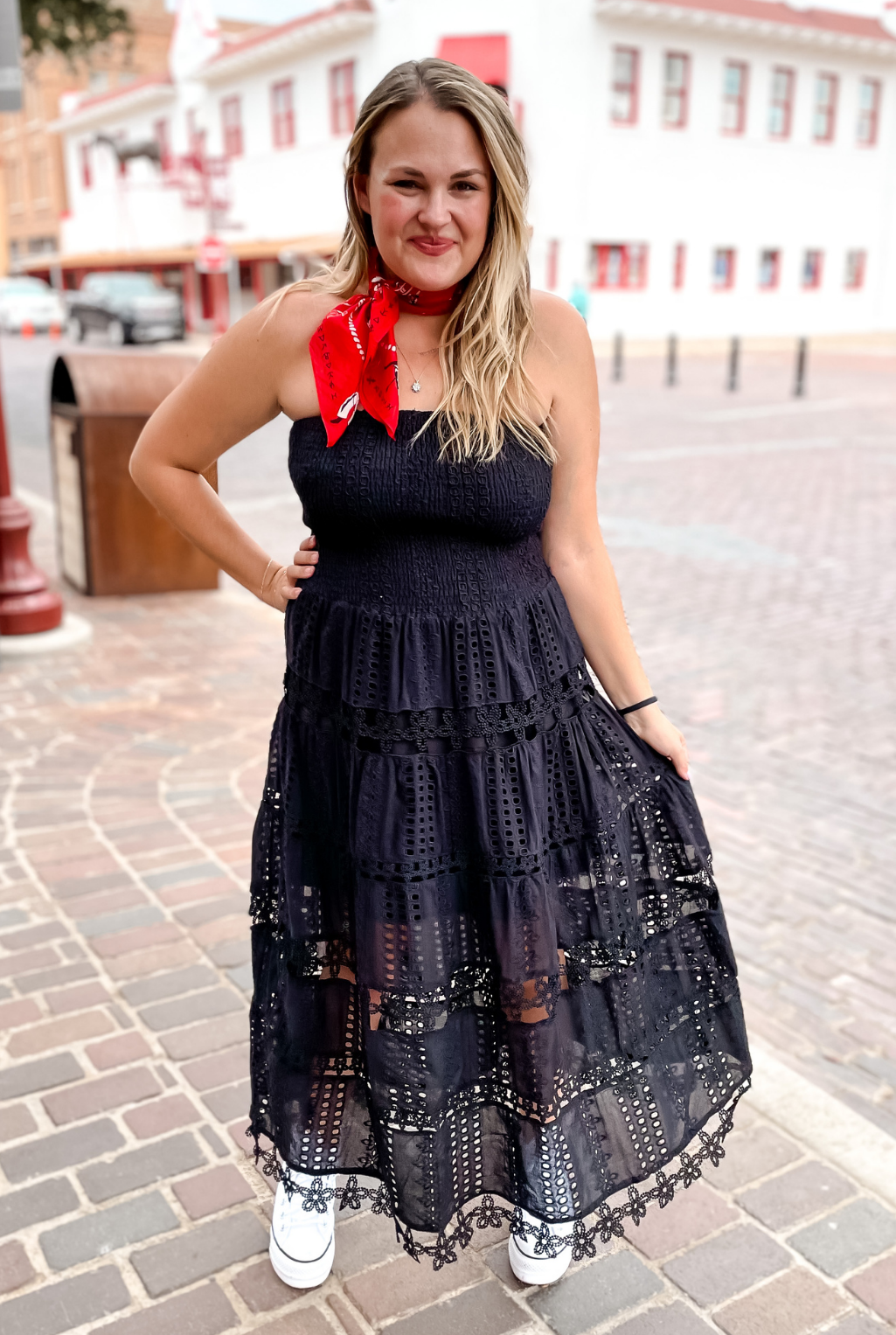 Eyelet Love Tube Dress - Black - Tucker Brown