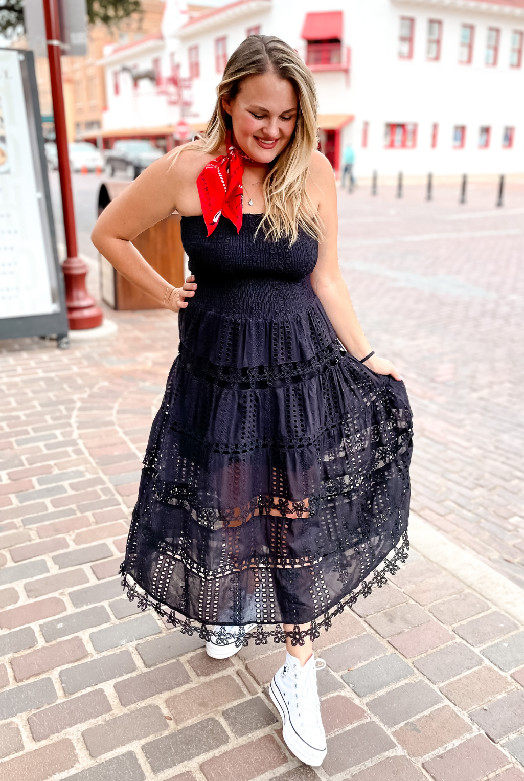 Eyelet Love Tube Dress - Black - Tucker Brown