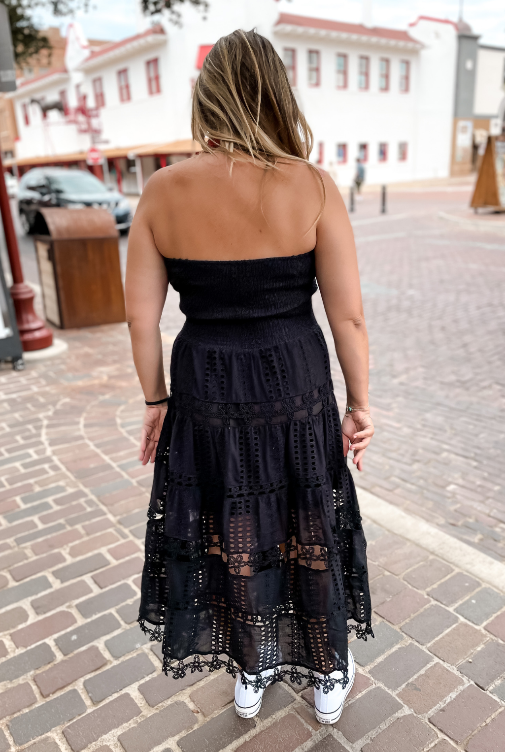 Eyelet Love Tube Dress - Black - Tucker Brown