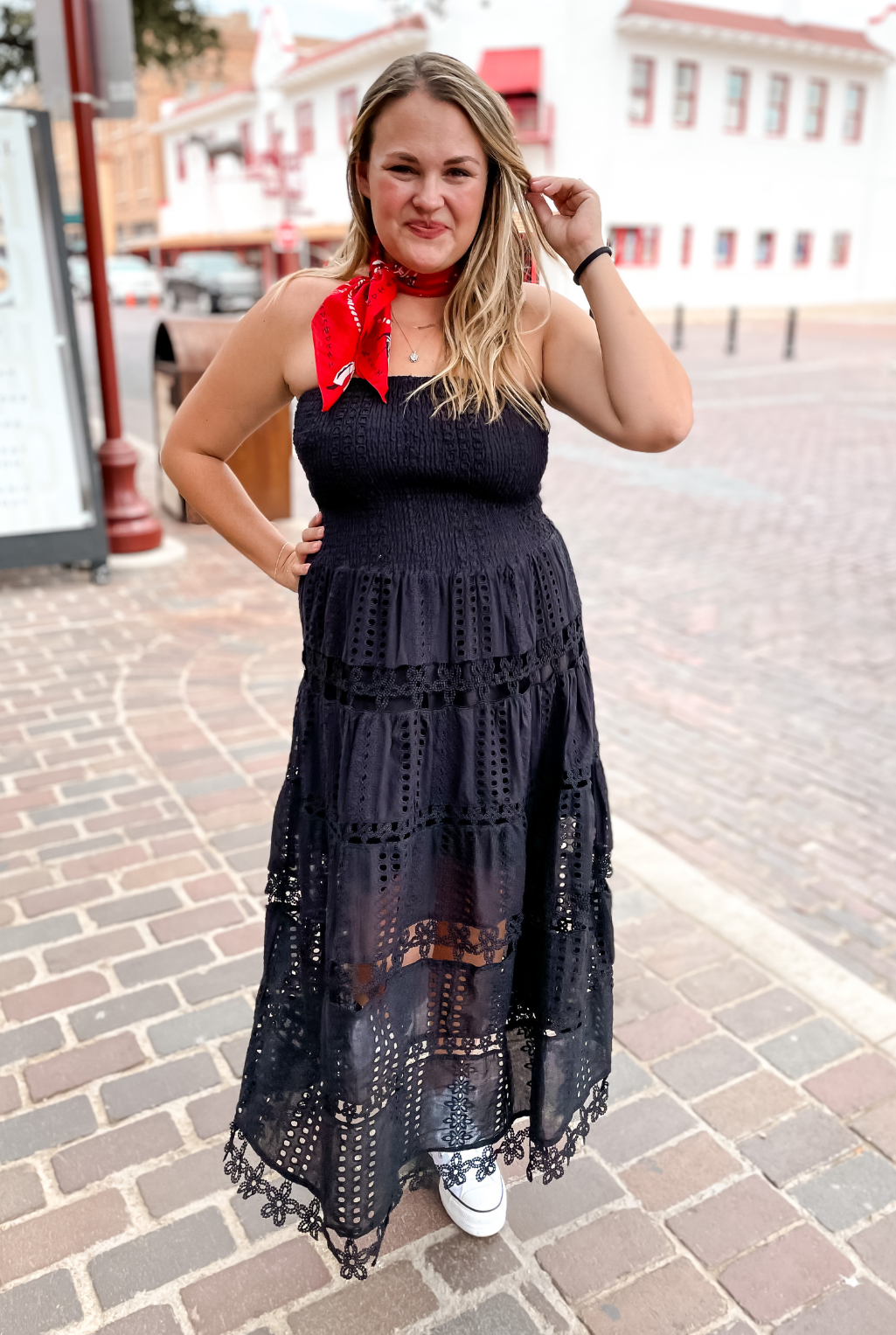 Eyelet Love Tube Dress - Black - Tucker Brown